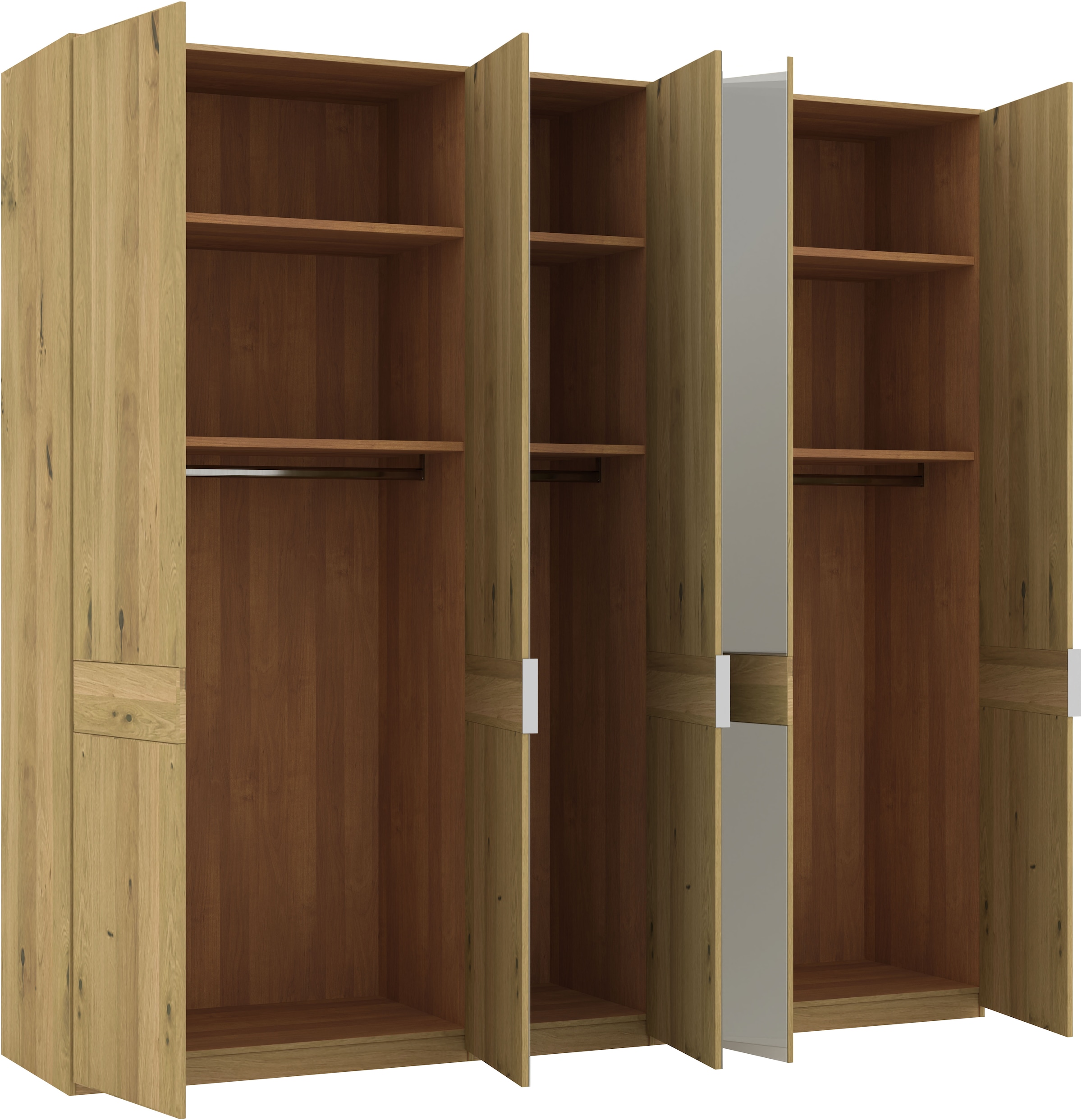 Musterring Drehtürenschrank »Savona, Kleiderschrank, Schrank, Garderobe, teilmassiv Eiche«, (mit Türdämpfern, mit Spiegel oder Glas, extra Böden, MADE IN GERMANY), Türen in Bianco-Eiche massiv, Spiegel-/Glastüren, verschiedene Größen
