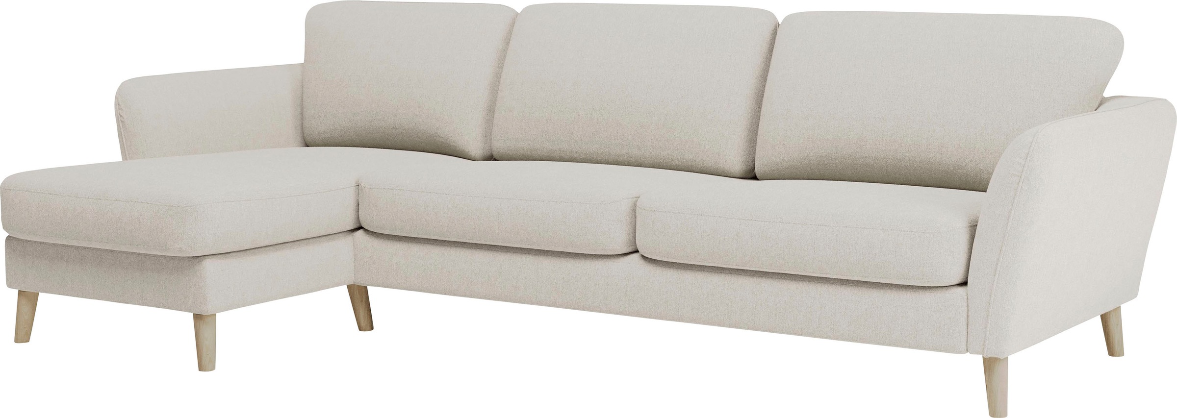 Home affaire Ecksofa »MARSEILLE (279/152cm),L-Form, Rec. rechts/links, verschiedene Bezüge«, Massivholzbeine Eiche, Landhausstil, Wellenunterfederung