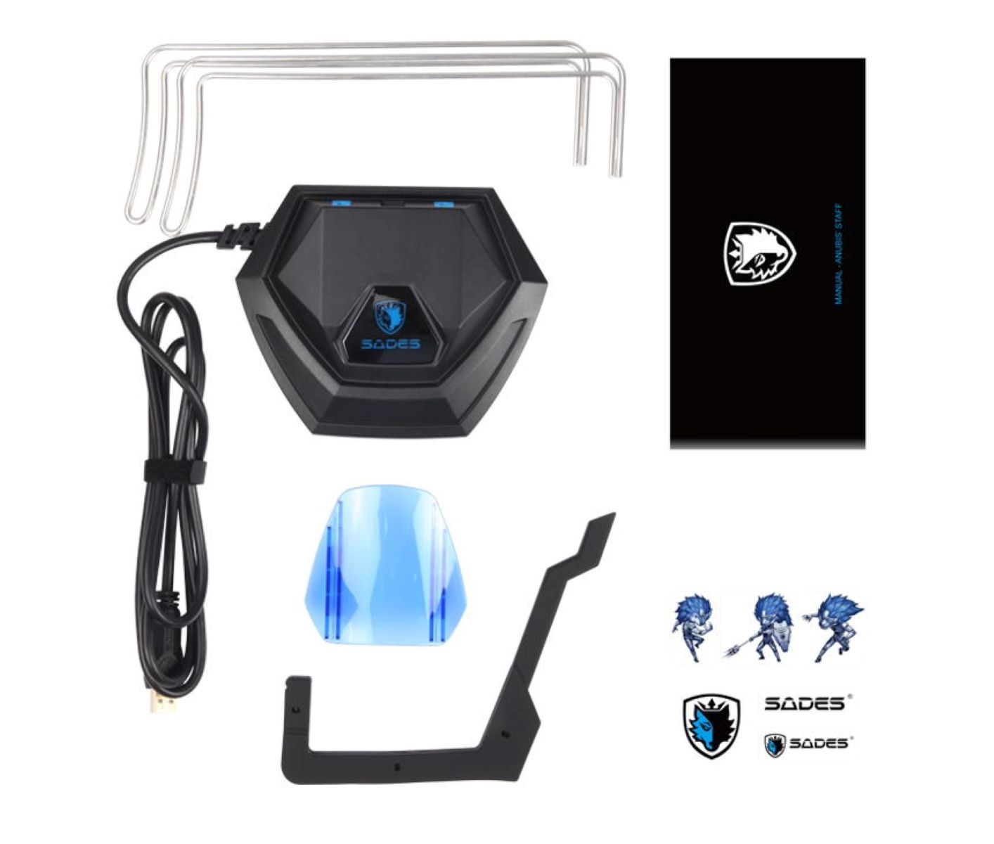 Sades Gaming-Headset »SADES Warden I SA-201 Gaming Headset, Wireless, schwarz/blau, USB«, Rauschunterdrückung