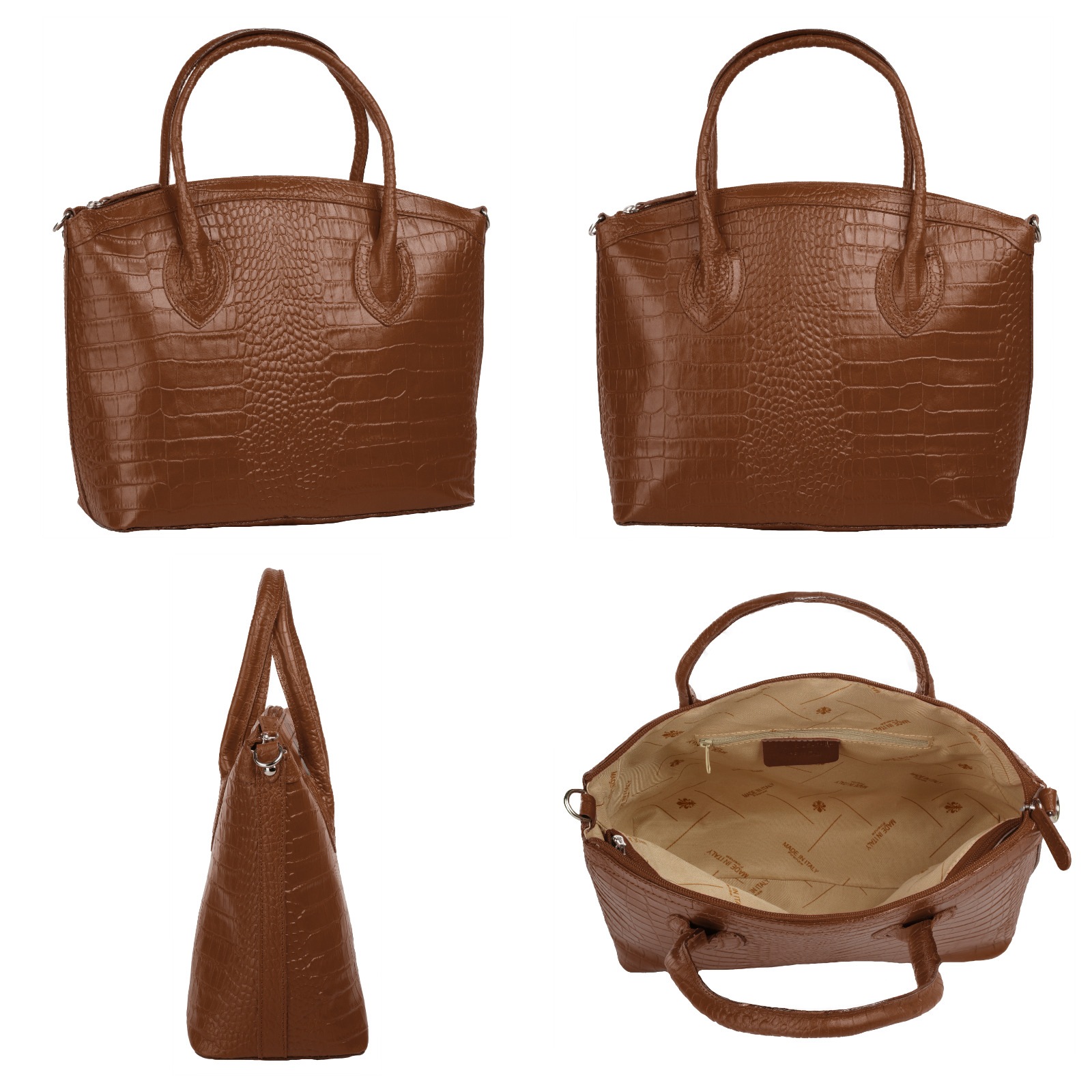 Cluty Henkeltasche, echt Leder, Made in Italy