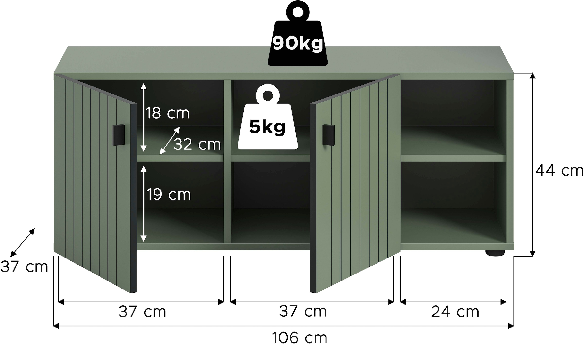 INOSIGN Sitzbank »TATIO, 106x43x37 cm, 2 Türen, 2 offene Fächer« Sitzbank und Sitzkissen,  Garderobensitzbank, Sitzbank Flur mit Stauraum, Sitzkissen wählbar