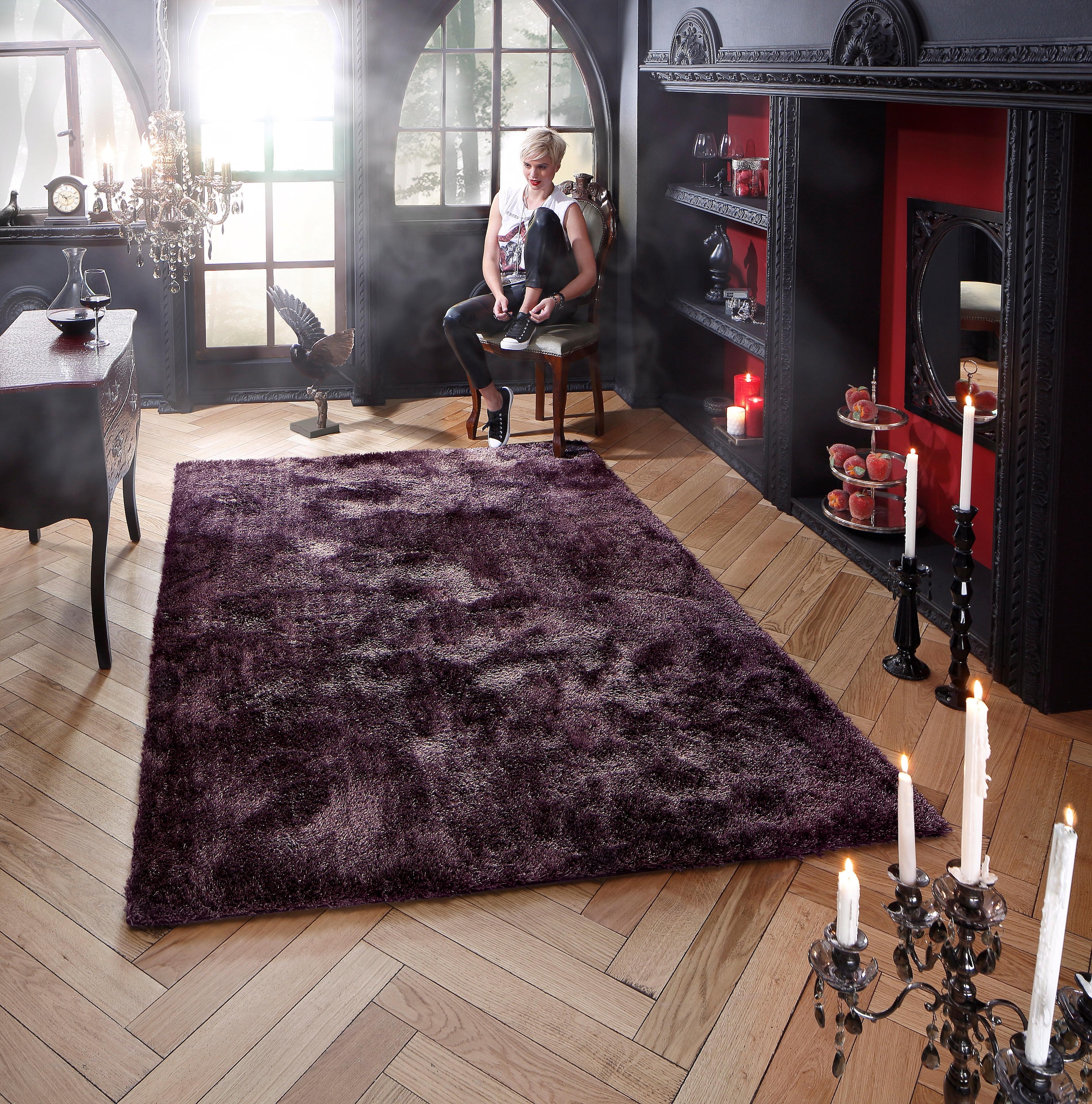 6. Bild von Bruno Banani Hochflor-Teppich »Dana«, rechteckig, uni, weich, Mikrofaser Teppiche, Wohnzimmer, Schlafzimmer, Esszimmer
