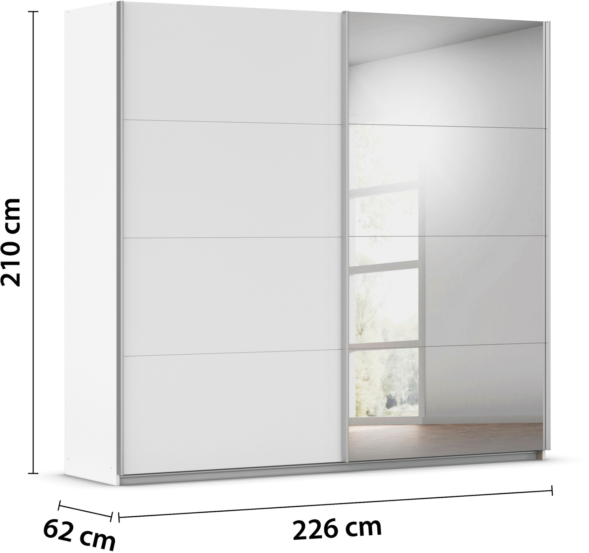 INOSIGN BY RAUCH Schwebetürenschrank »Kleiderschrank Schrank Garderobe Schlafzimmerschrank THANOS«, (in 3 verschiedenen Ausstattungen BASIC/CLASSIC/PREMIUM), Optional mit Spiegel, Metall-Griffleisten alufarben MADE IN GERMANY