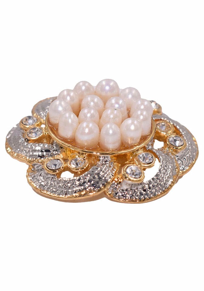 Firetti Brosche »Schmuck Geschenk Ansteckschmuck Blume Glitzersteine«, mit Strassstein - mit Süßwasserzuchtperle