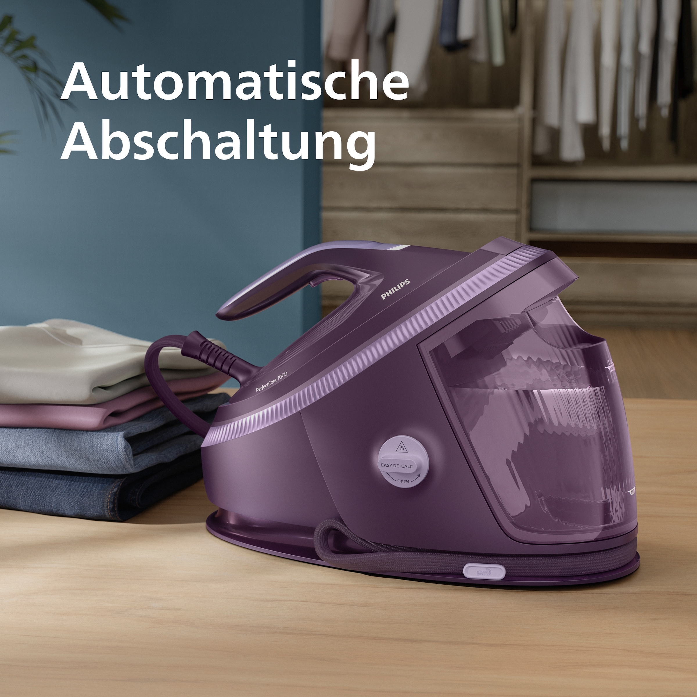 Philips Dampfbügelstation »PerfectCare 7000 Series PSG7200/30, Aubergine«, 2.850 Watt, OptimalTemp & TurboPower-Dampfmotor, 600 gr Dampfstoß