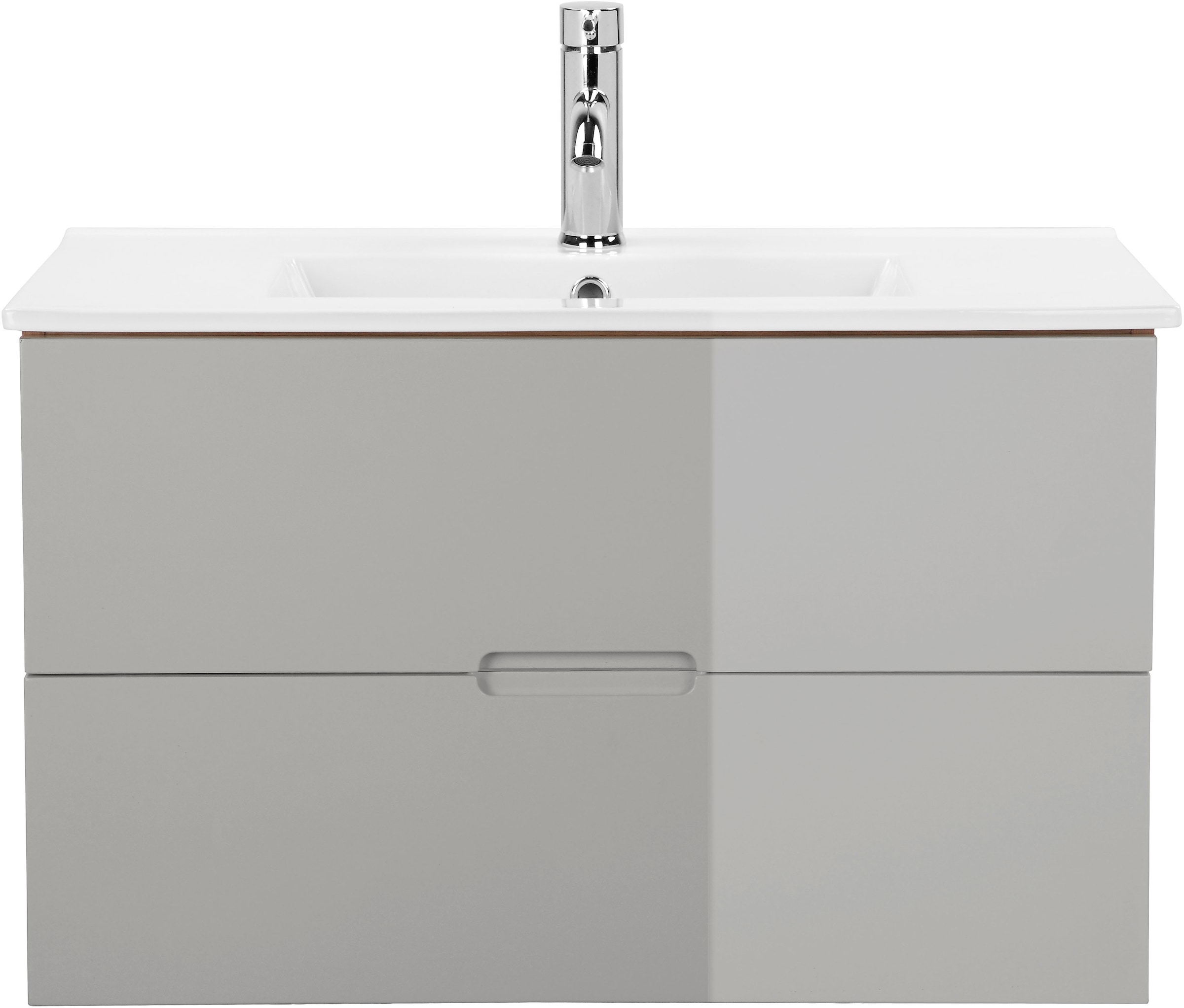 welltime Badmöbel-Set »Lund Badmöbel Set Badschrank Badezimmerset«, (Komplett-Set, 3 St.), Waschtisch, Spiegelschrank und Becken Breite 80cm