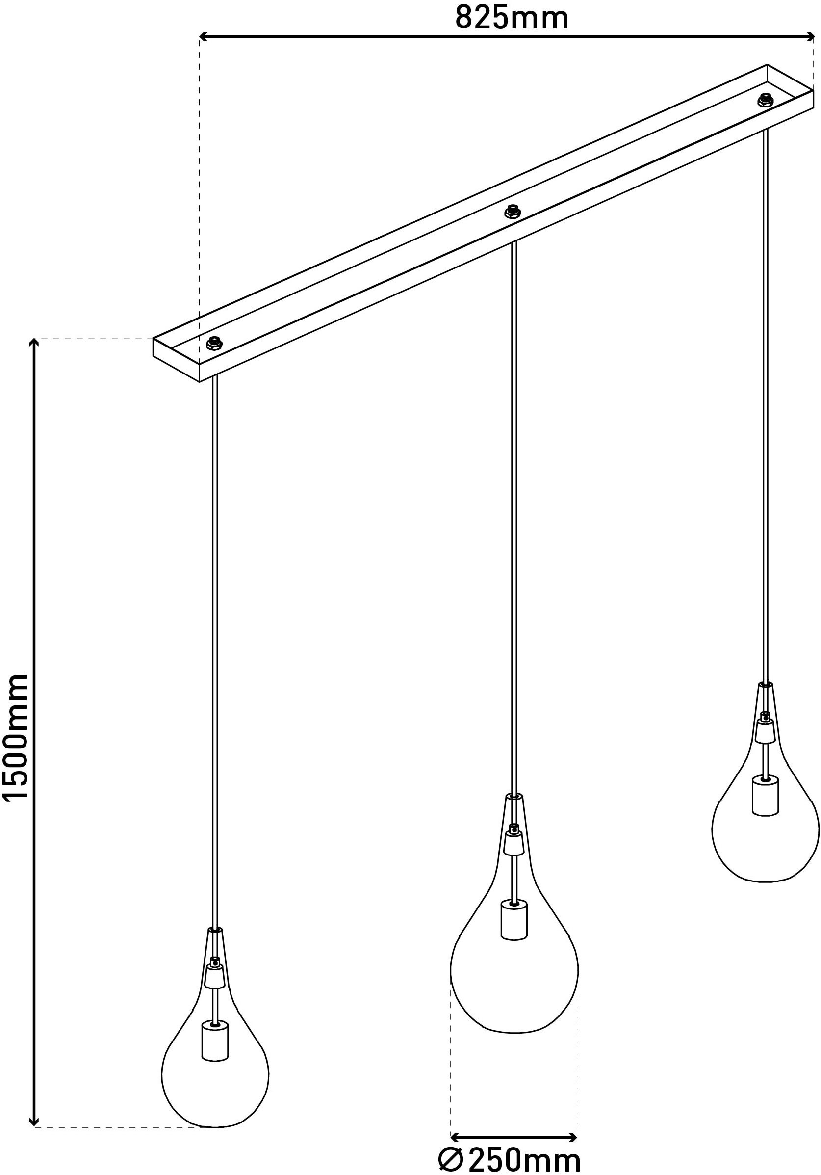 näve Pendelleuchte »Gota«, 3 flammig, Leuchtmittel E27 | ohne Leuchtmittel, 3er je 1 x E27, Rauchglas (2 kleine Gläser/1 größeres Glas), H: 150cm
