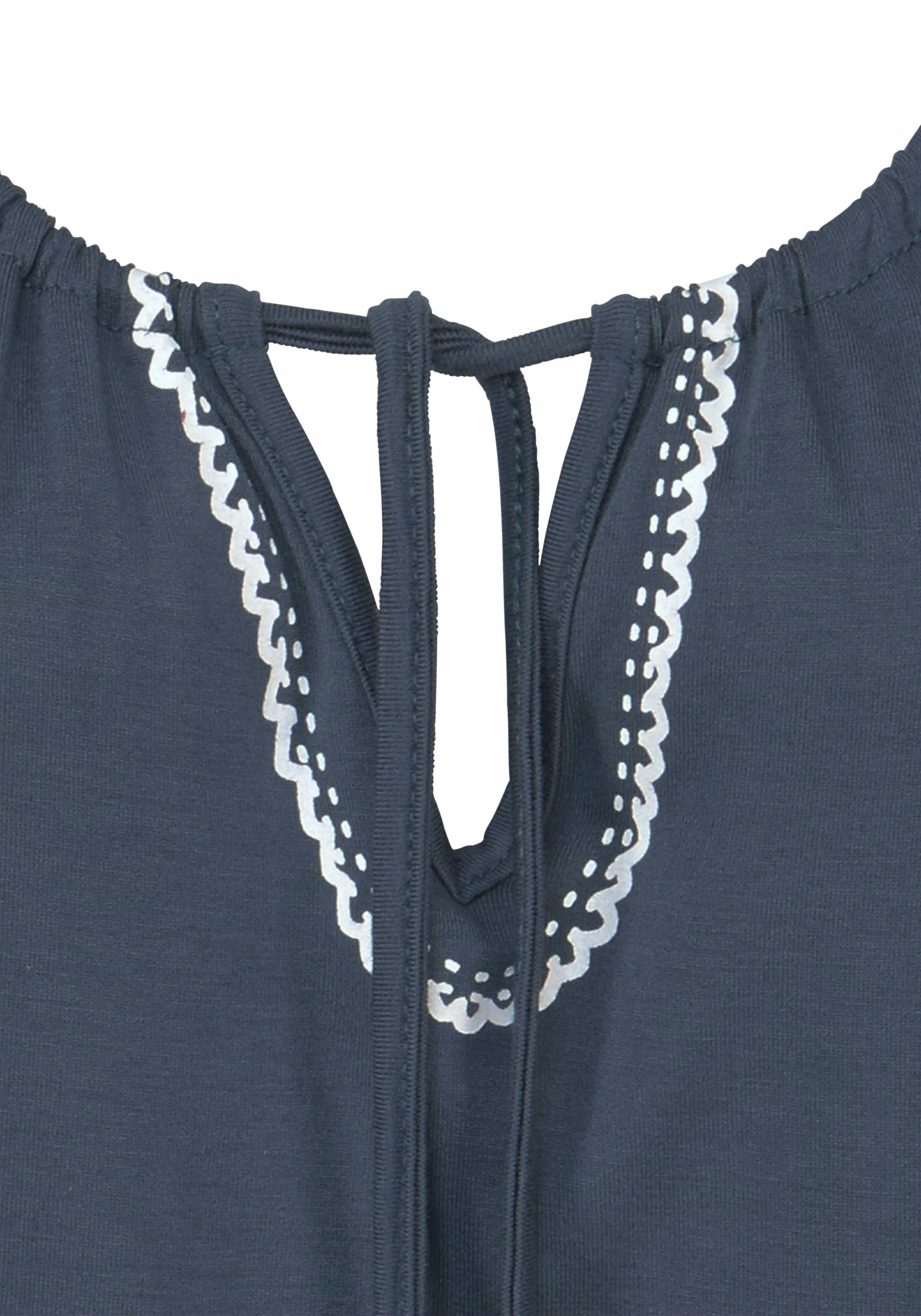 Buffalo Strandtop mit Druck in Stickereioptik, Spaghettiträger, Damentop, leger