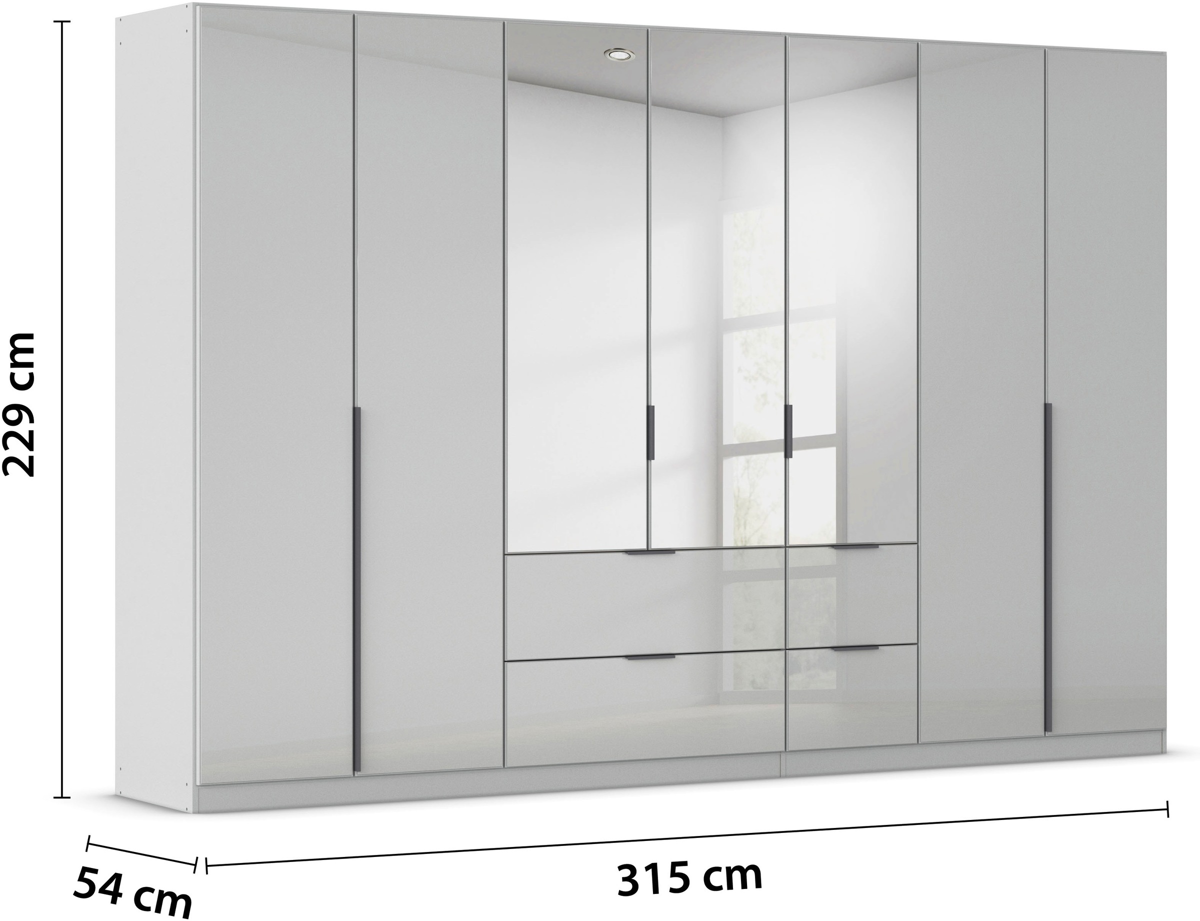 rauch Drehtürenschrank »Kleiderschrank Kleiderschränke Schrank Garderobe AGORDO mit Glasfront«, (in zwei Griff-Farben, Breiten 91-360 cm), mit Außenschubkästen, in 7 Breiten und 2 Höhen MADE IN GERMANY