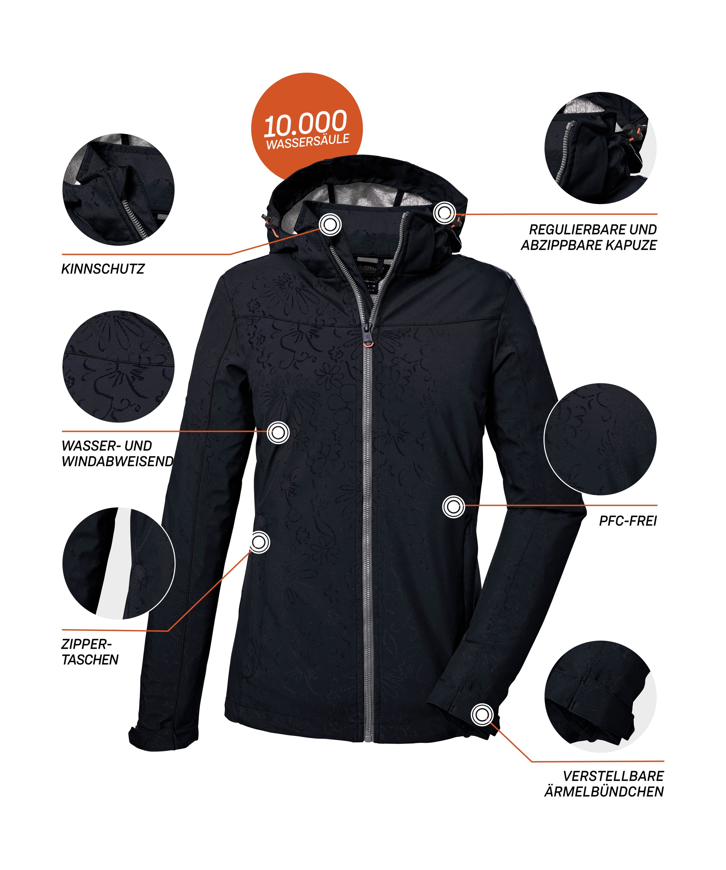 Killtec Softshelljacke »KOS 40 WMN SFTSHLL JCKT«, Wasserabweisende, atmungsaktive Damenjacke aus recyceltem Material