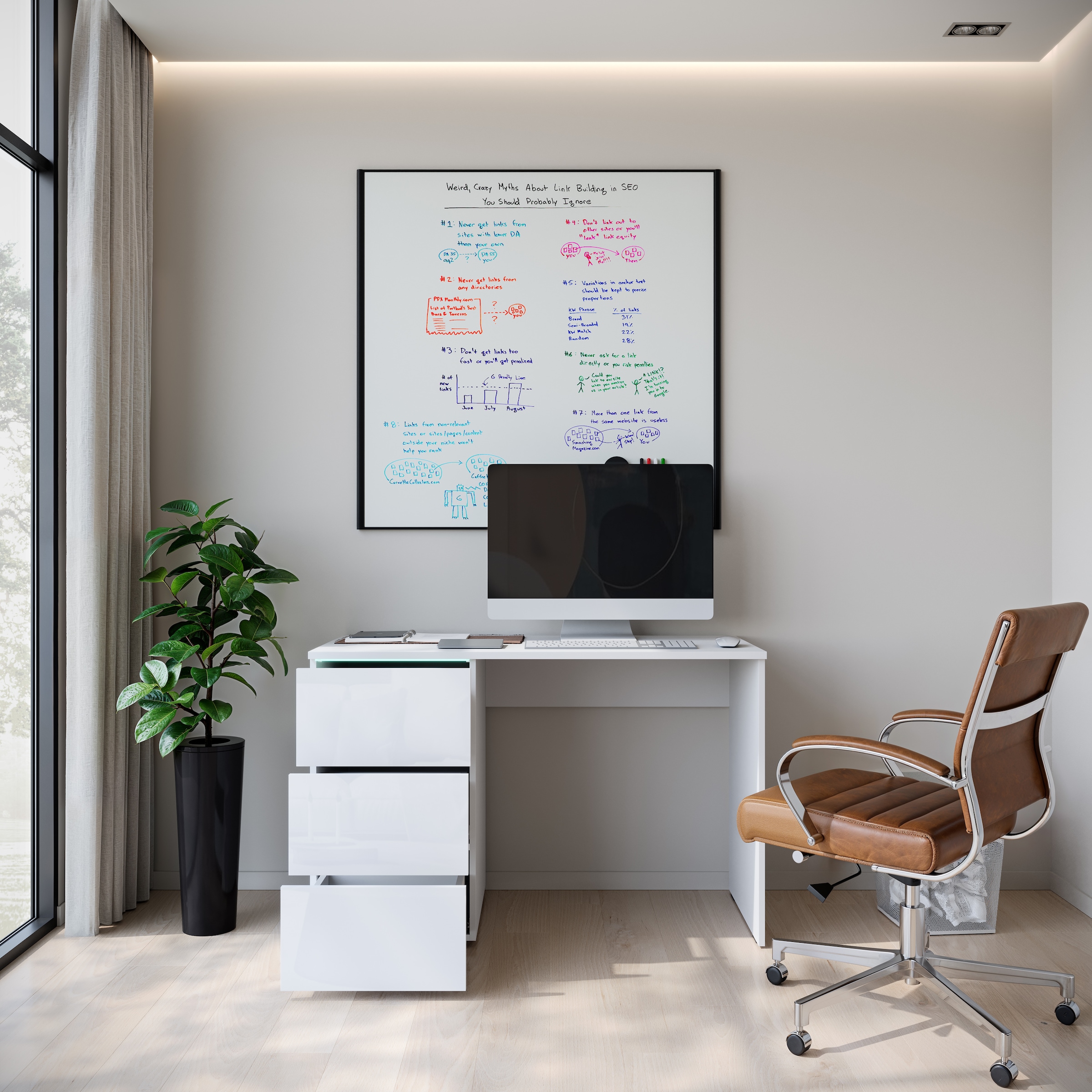 INOSIGN Schreibtisch »Vera, Computertisch mit LED-Beleuchtung« 1 Stk. tlg. Moderner Schreibtisch, Push-to-Open, 3 Schubladen, B 110 oder 150 cm