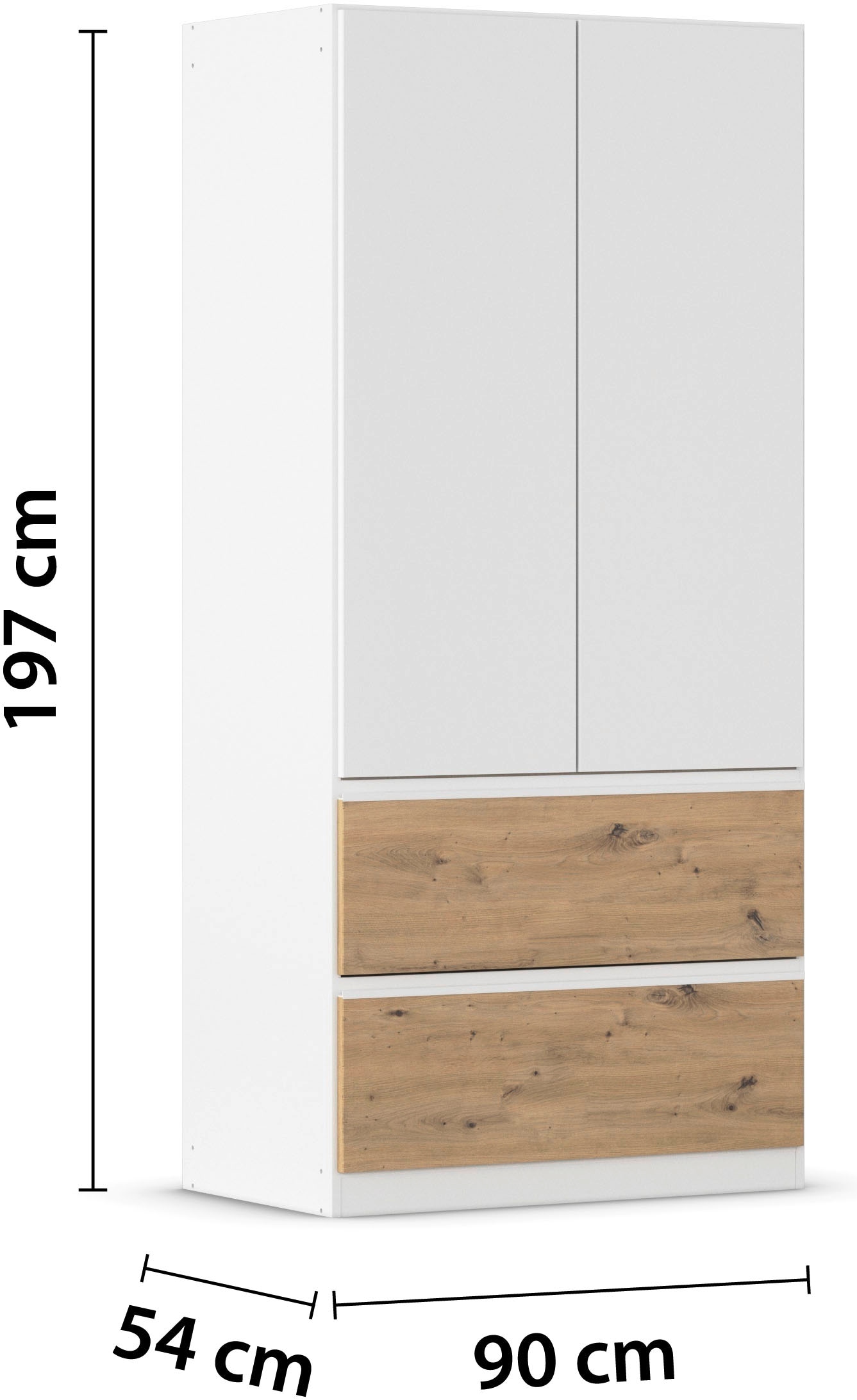 rauch Drehtürenschrank »Kleiderschrank Schrank Garderobe Wäscheschrank COSTA in 3 Breiten«, viel Platz, grifflose Front und Push-to-Open Funktion MADE IN GERMANY