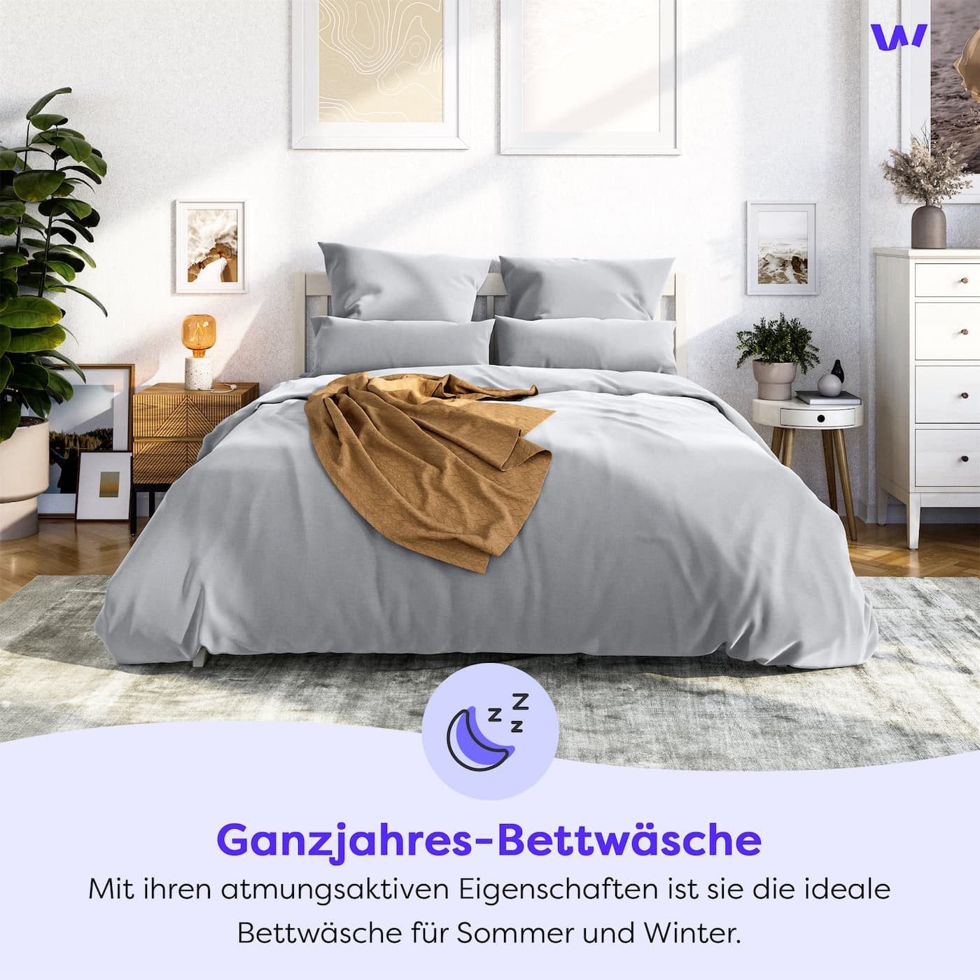 Wolkenfeld Bettwäsche »Mako-Satin Baumwollsatin Sommerbettwäsche« 2 Stk. 135x200 cm, 155x220, 200x200 & Übergrößen I inkl. Kissenbezüge 80x80