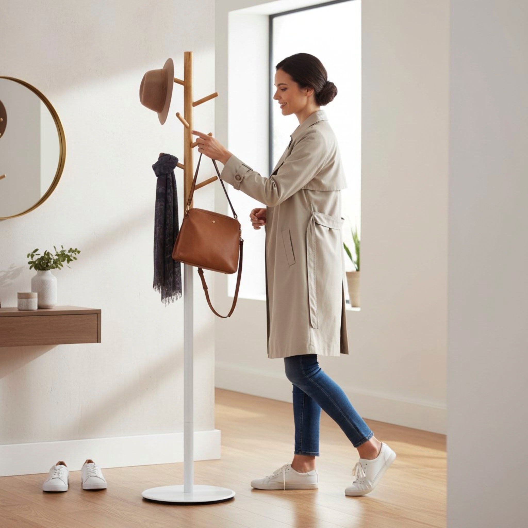 HAKU Garderobenständer »Kleiderständer, Standgarderobe« rund - aus Massivholz Braun - Ø/H 30/173 cm