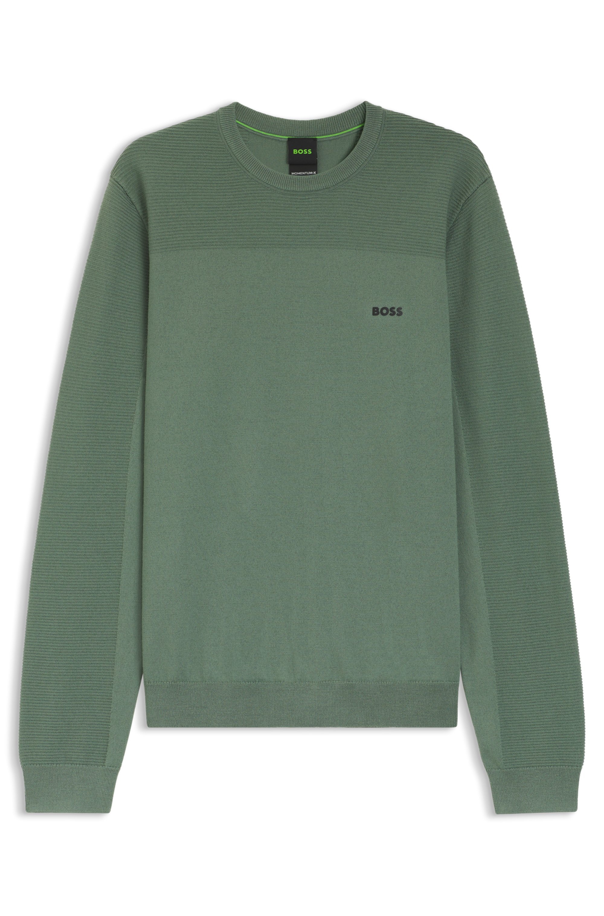 BOSS GREEN Strickpullover »KN Momentum-X CN« Rundhalsausschnitt, Regular Fit, kontrast HD-Logo