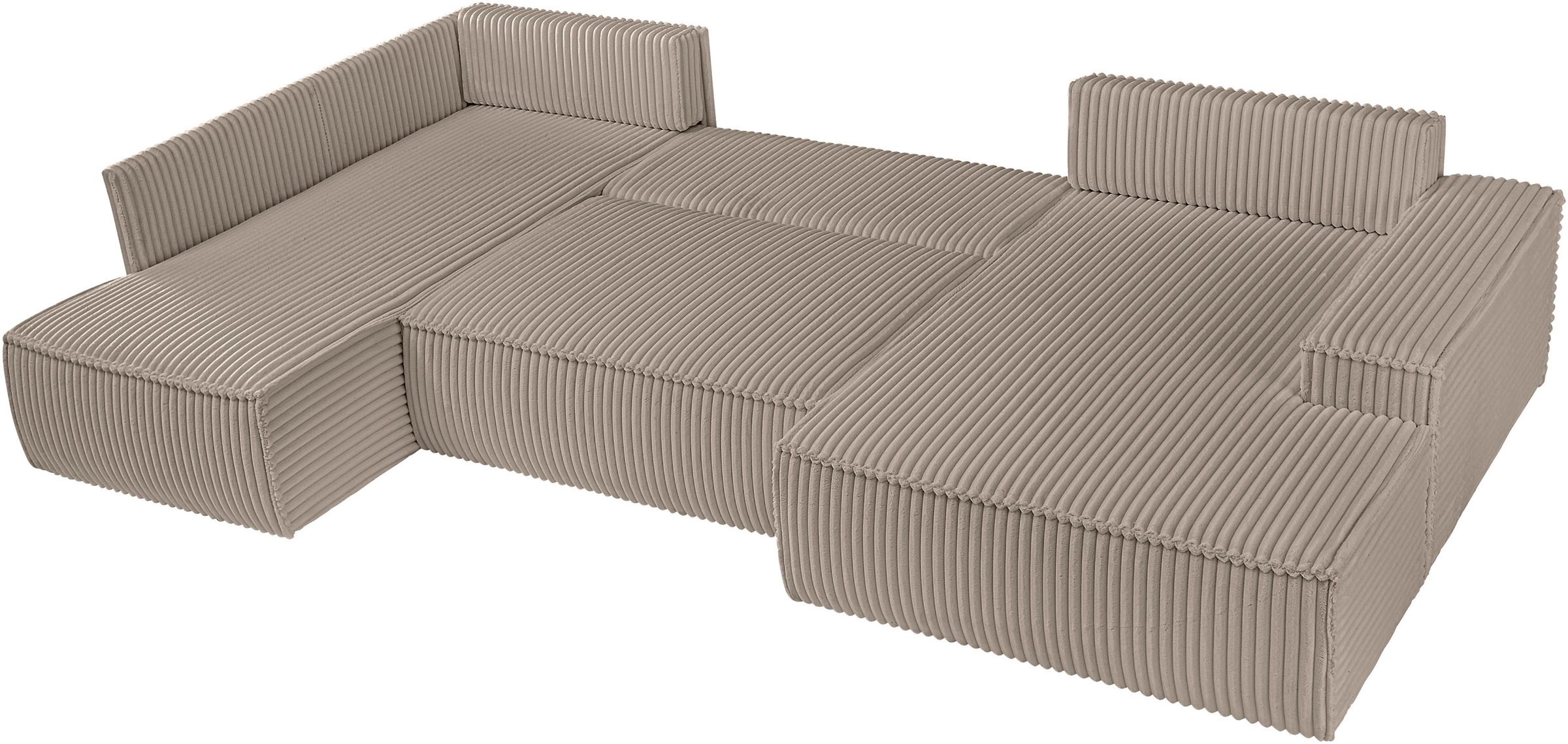 andas Wohnlandschaft »FINNLEY U-Form XXL 329 cm, Schlafsofa, Schlaffunktion m. Bettkasten«, (194/139 cm), Bouclé, Struktur und Cord