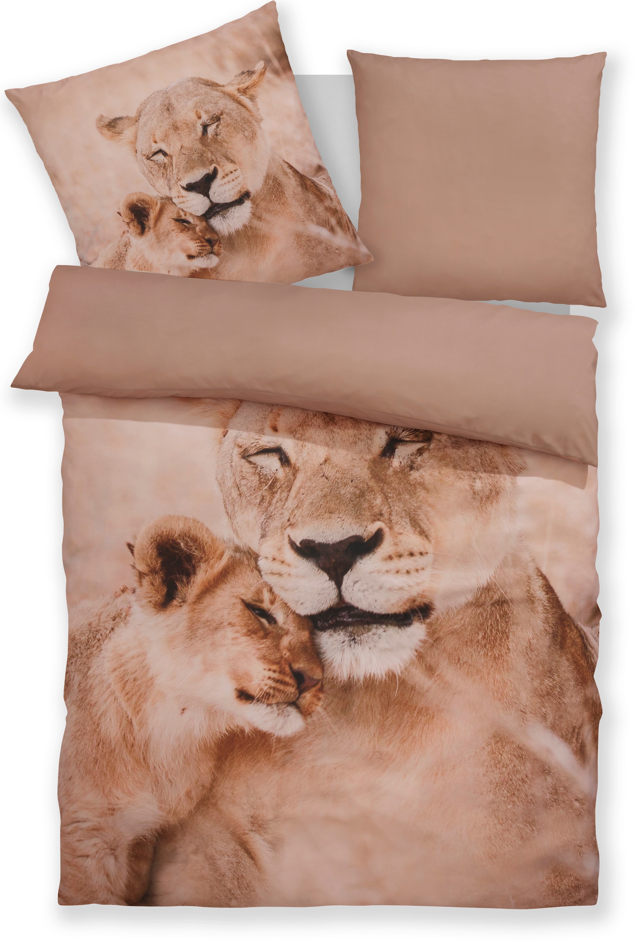 OTTO home Bettwäsche »Lyki«, ab Größe 135x200 cm, 100% Polyester, Katze, Pferd, Löwe, Pinguin