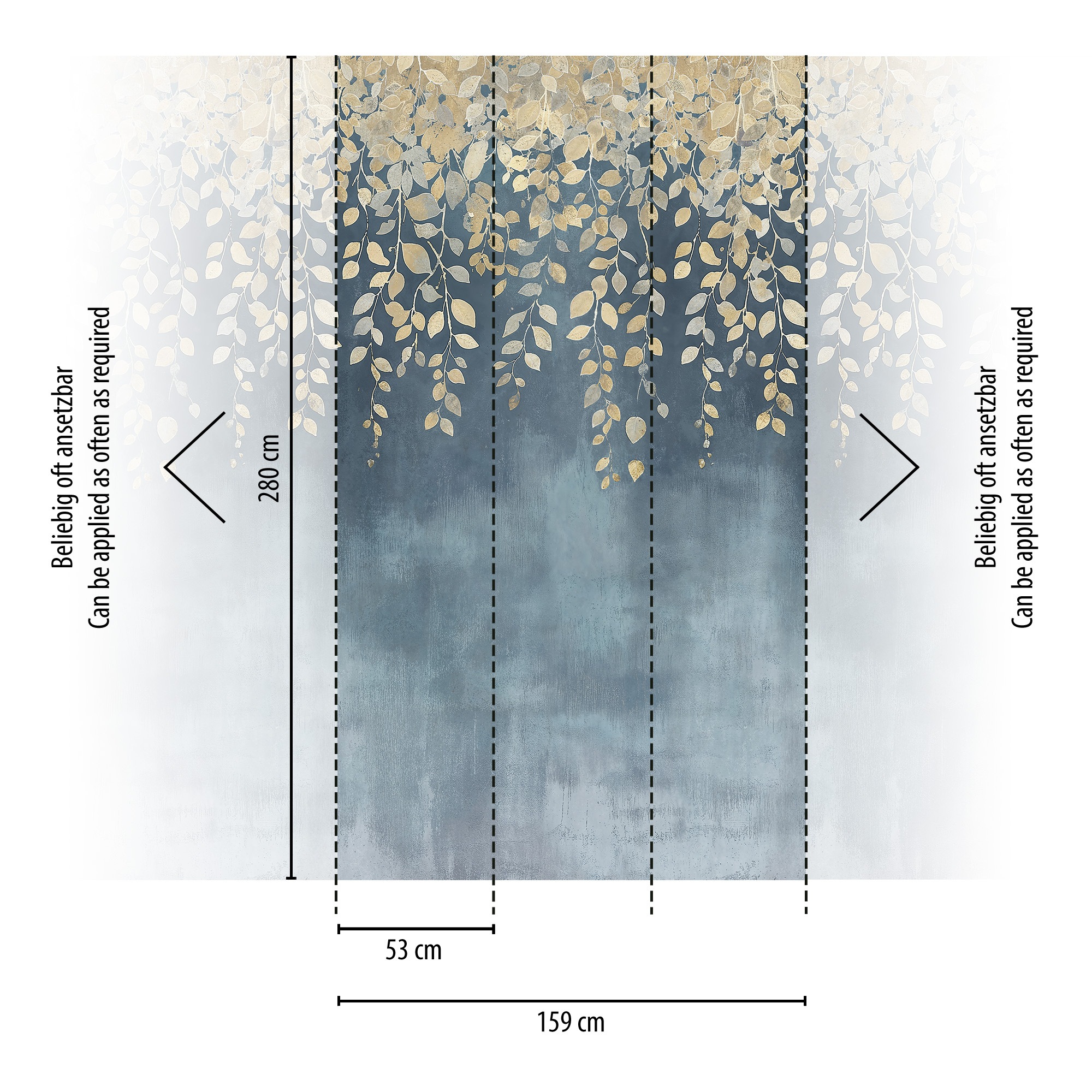 CosmoLiving by Cosmopolitan Vliestapete »Gilded Bloom Fototapete erweiterbar« matt strukturiert Goldene Blätter im sanften Farbverlauf