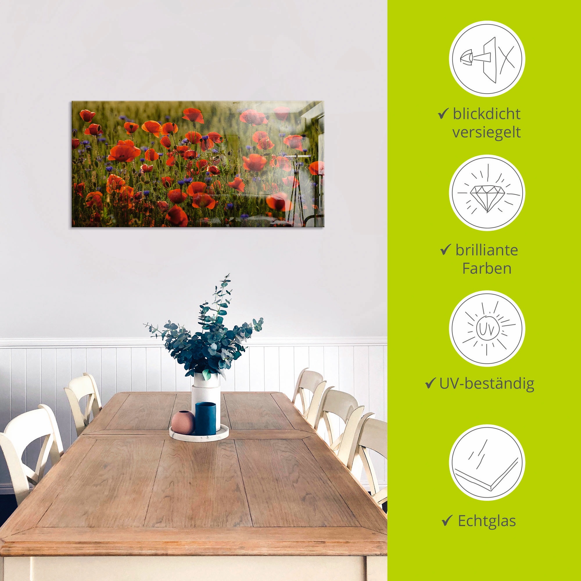 Artland Glasbild »Sommermohn«, Blumen, (1 St.), in verschiedenen Größen
