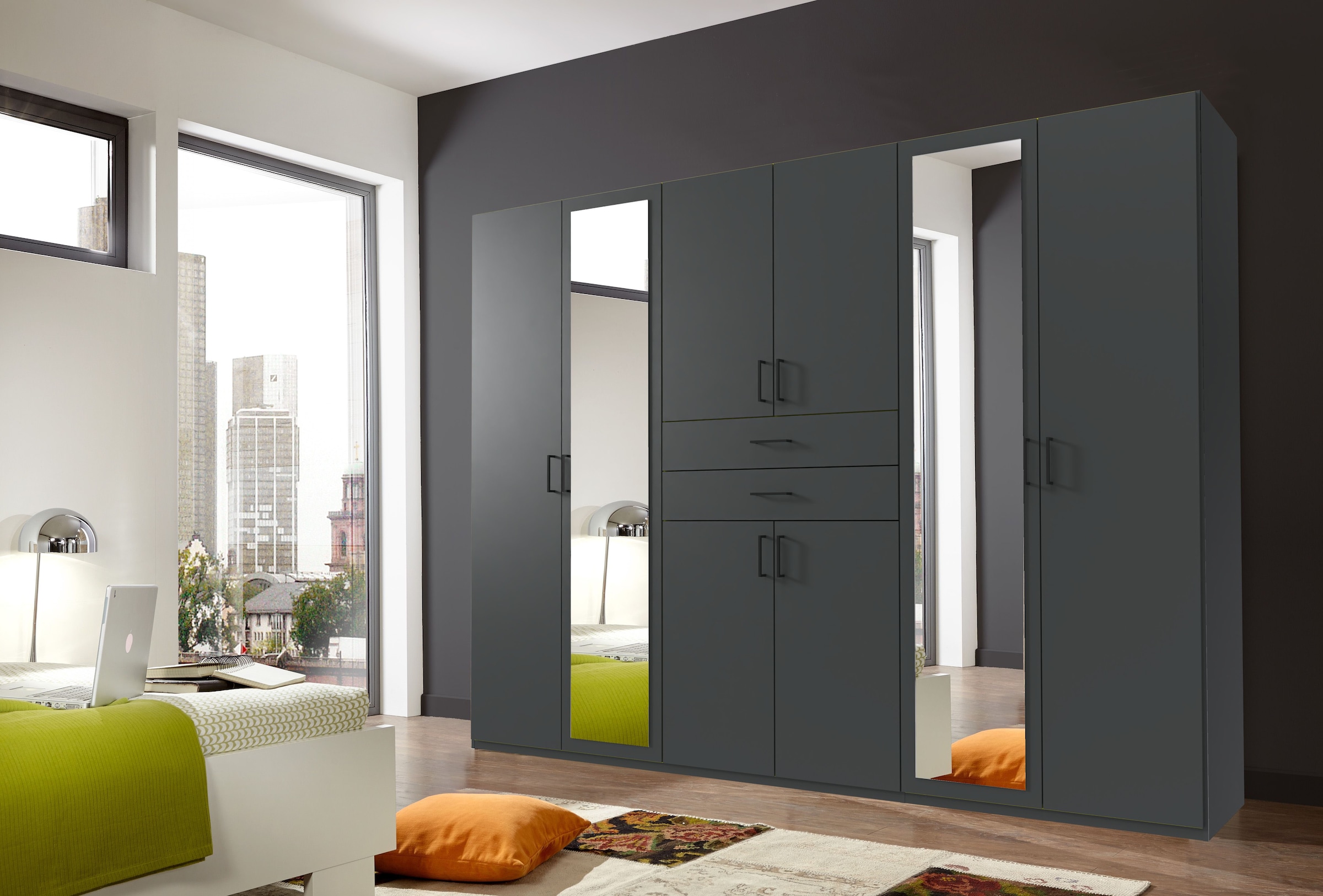 Wimex Kleiderschrank »Diver Drehtürenschrank mit Spiegel, 180, 225 o. 270cm breit«, Bestseller Schlafzimmerschrank wahlweise 3 Innenausstattungen