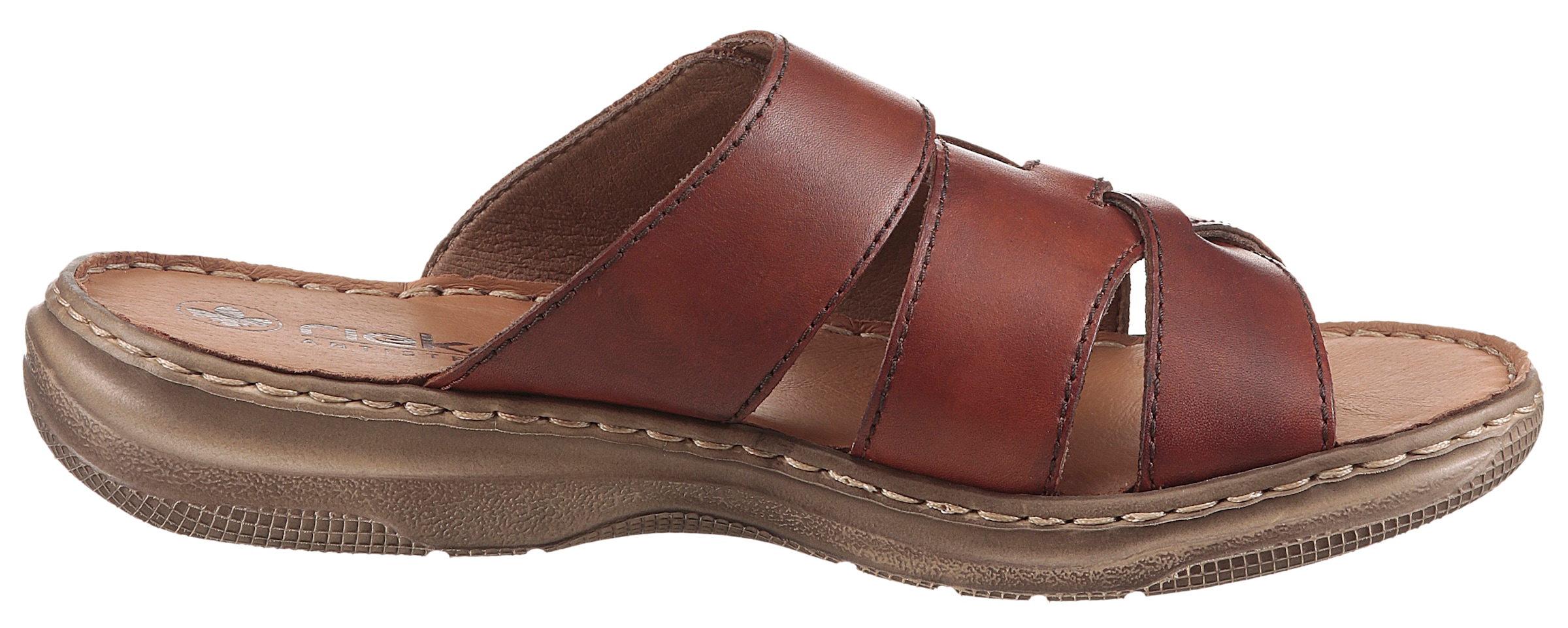 Rieker Pantolette, Strandschuh, Sommerschuh, Hausschuh mit Klettriemchen