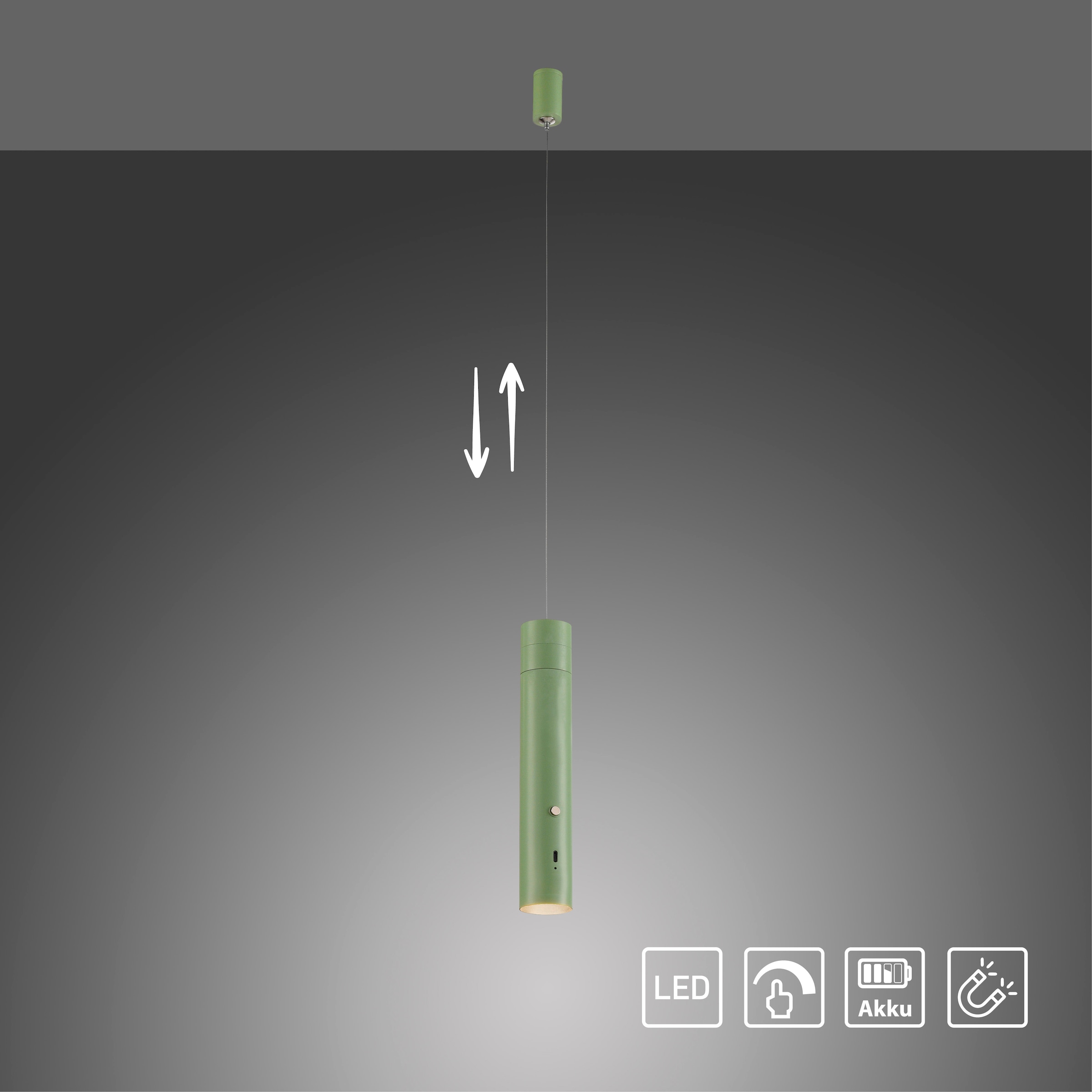 JUST LIGHT Pendelleuchte »ATTACH«, 1 flammig, Leuchtmittel LED-Modul | LED fest integriert, Akkuleuchte