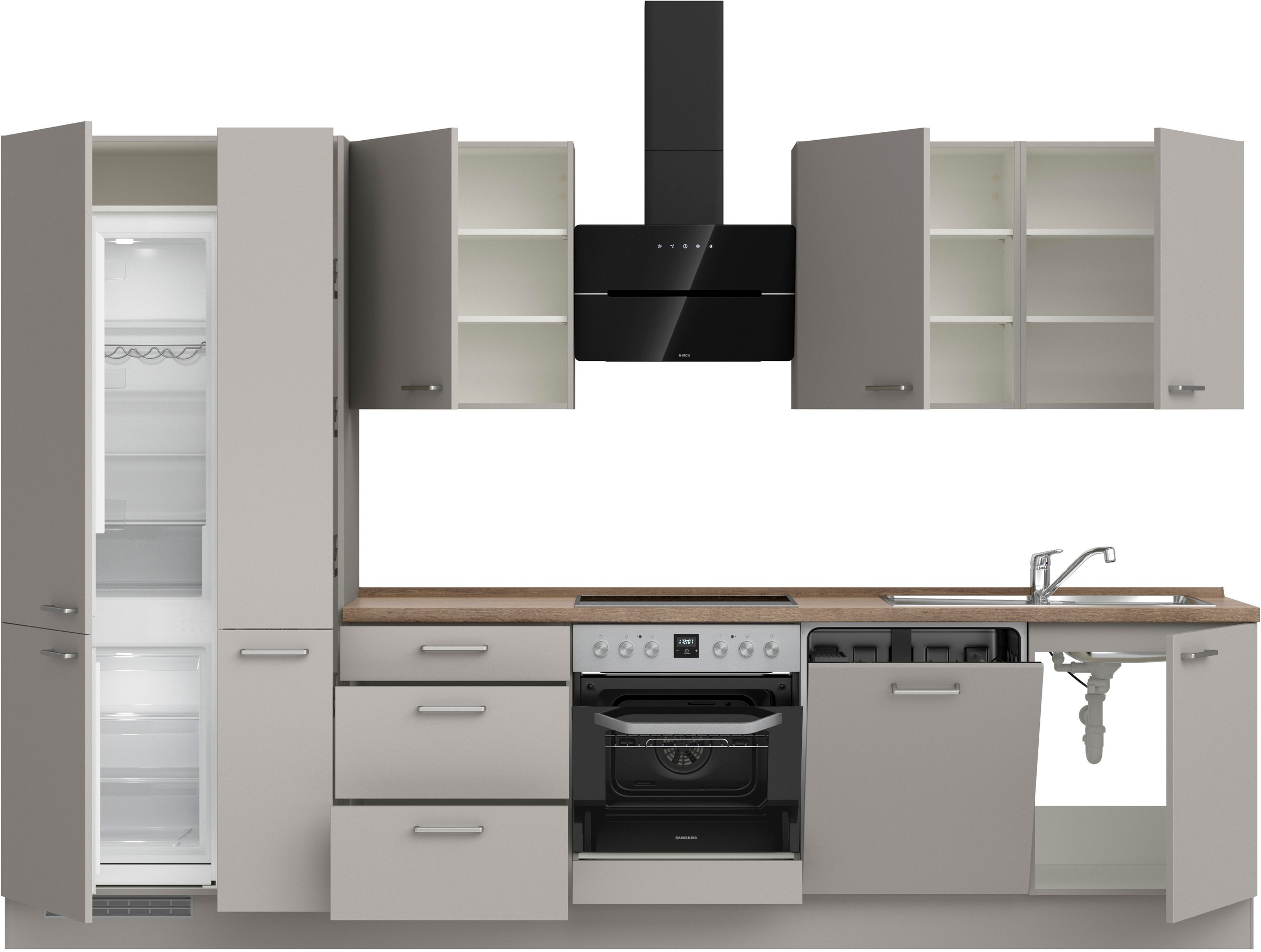 nobilia® Küchenzeile »"Touch II"«, vormontiert, Ausrichtung wählbar, Breite 330 cm, wahlw. mit E-Geräten