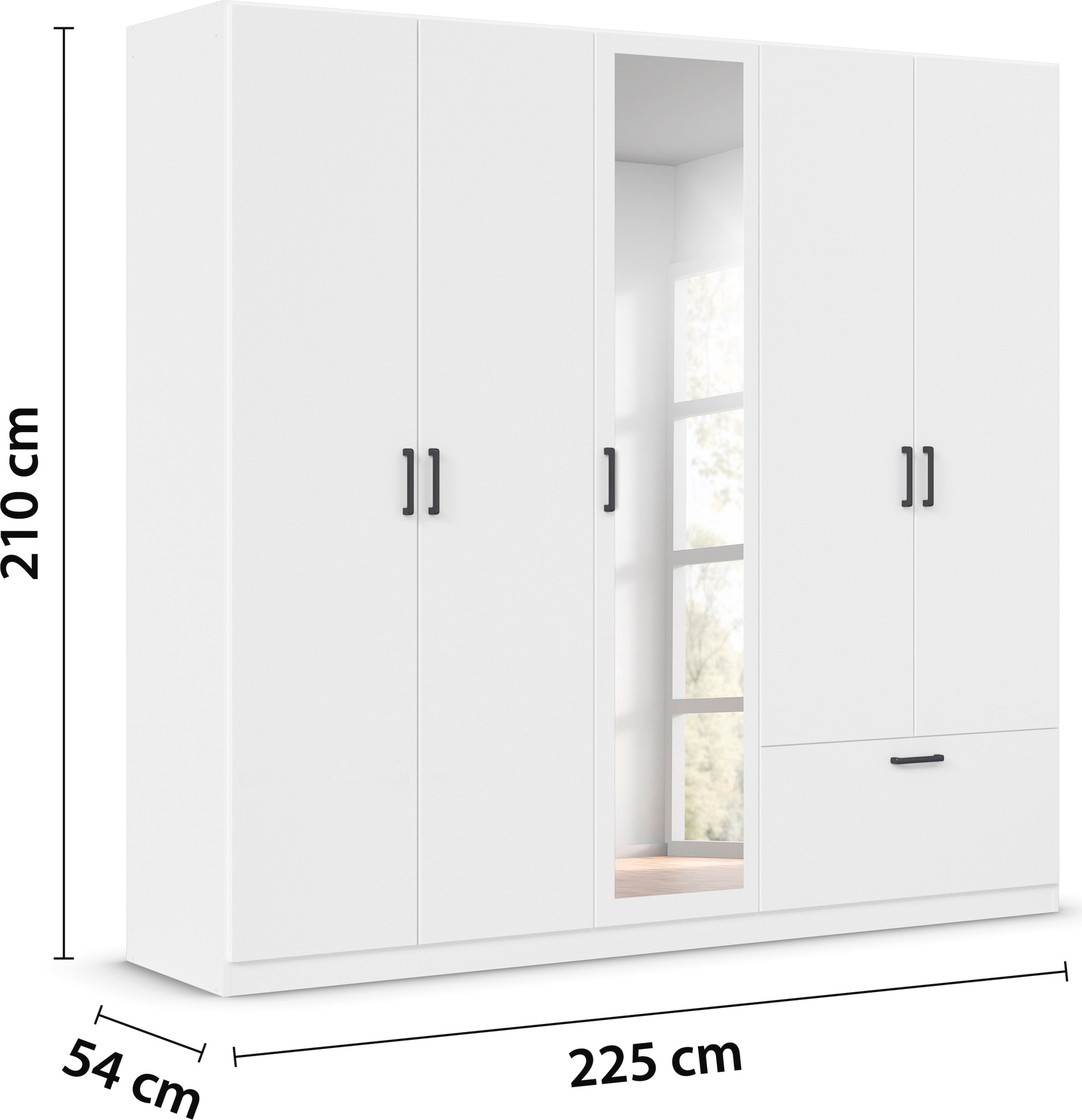 rauch Drehtürenschrank »Kleiderschrank Schrank Garderobe Wäscheschrank BARI mit Spiegel«, mit Schubasten außen, moderner Griff in Graumetallic MADE IN GERMANY