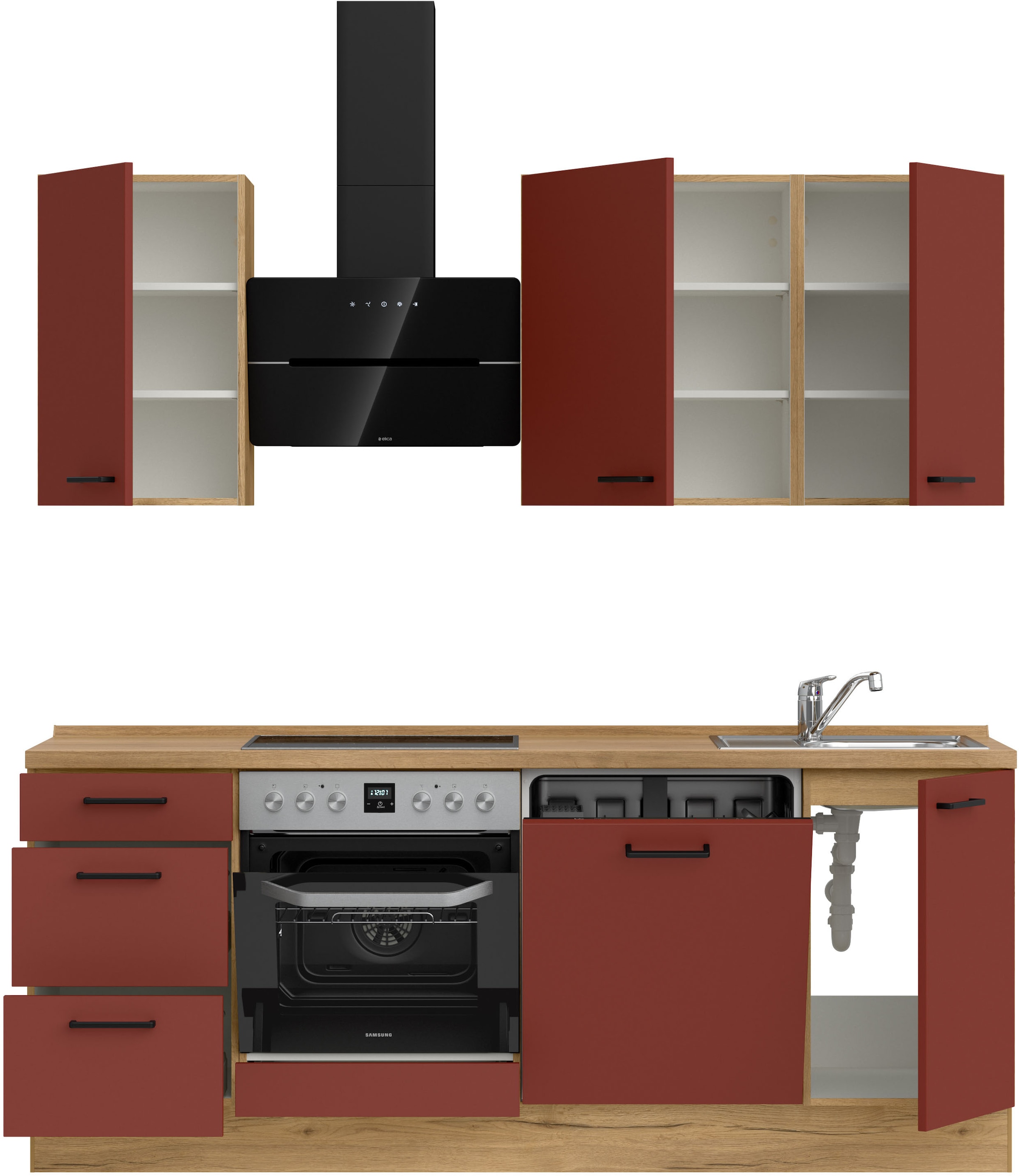 nobilia® Küchenzeile »"Easytouch II"«, vormontiert, Ausrichtung wählbar, Breite 210 cm, wahlw. mit E-Geräten