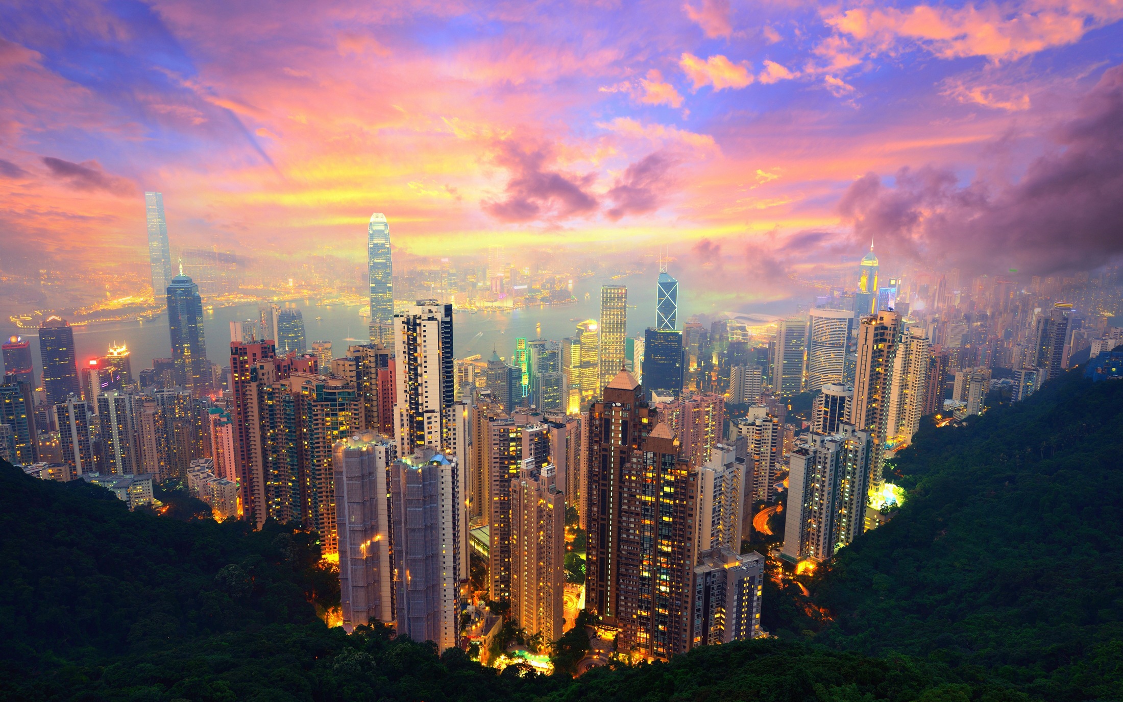 Papermoon Fototapete »HONG KONG-VICTORIA PEAK STADT INSEL SKYLINE MEER NACH günstig online kaufen