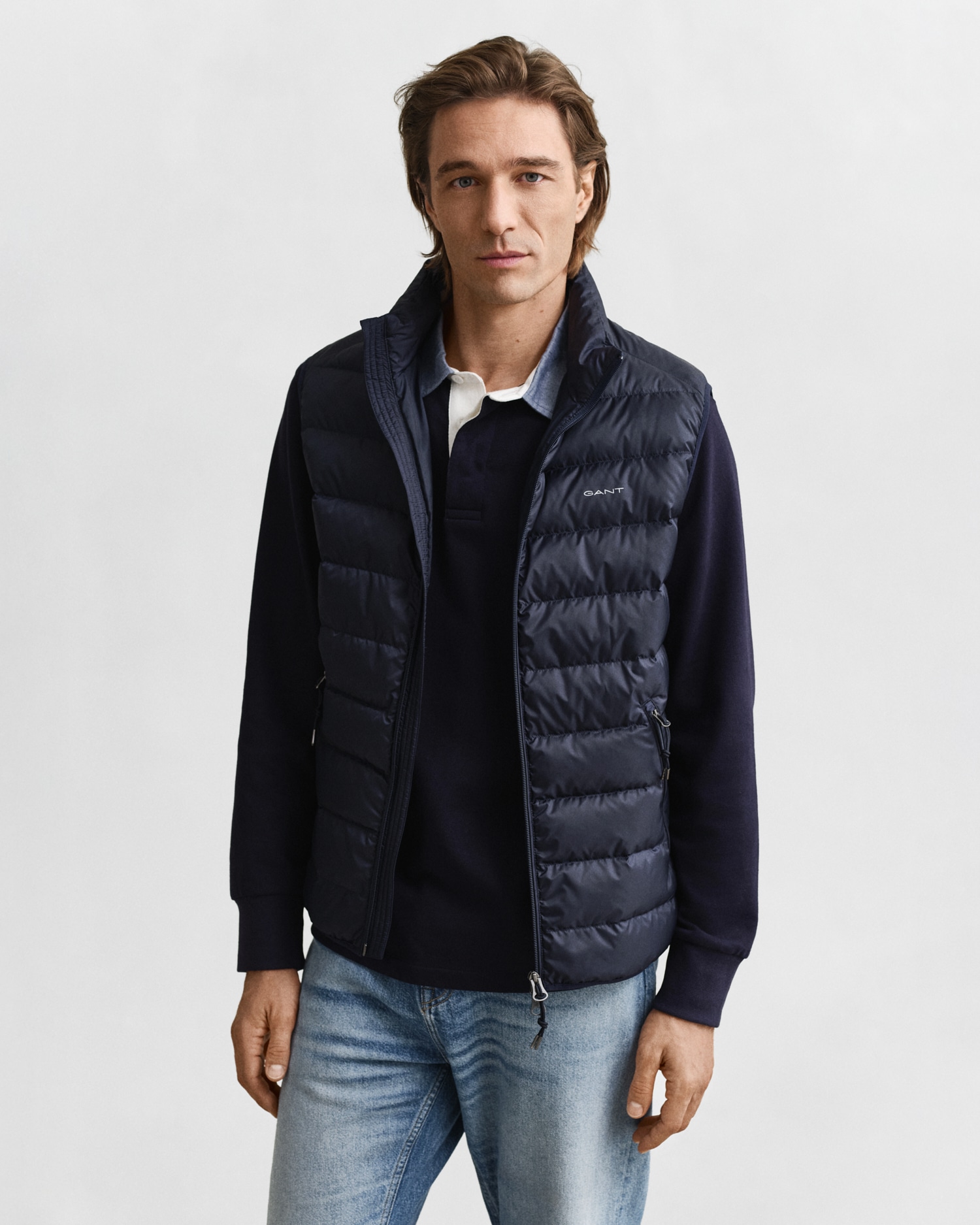 GANT Steppweste »LIGHT DOWN VEST« Stehkragen, leicht, 2-Wege Reißverschluss EVENING BLUE 3XL 3XL Weste von Gant
