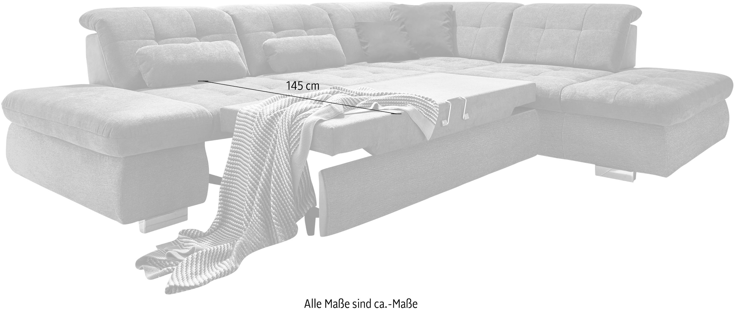 Die PlanBar Ecksofa »MP-IN17004 L-Form«, wahlweise mit Bettfunktion, Sitztiefen- und Kopfteilverstellung