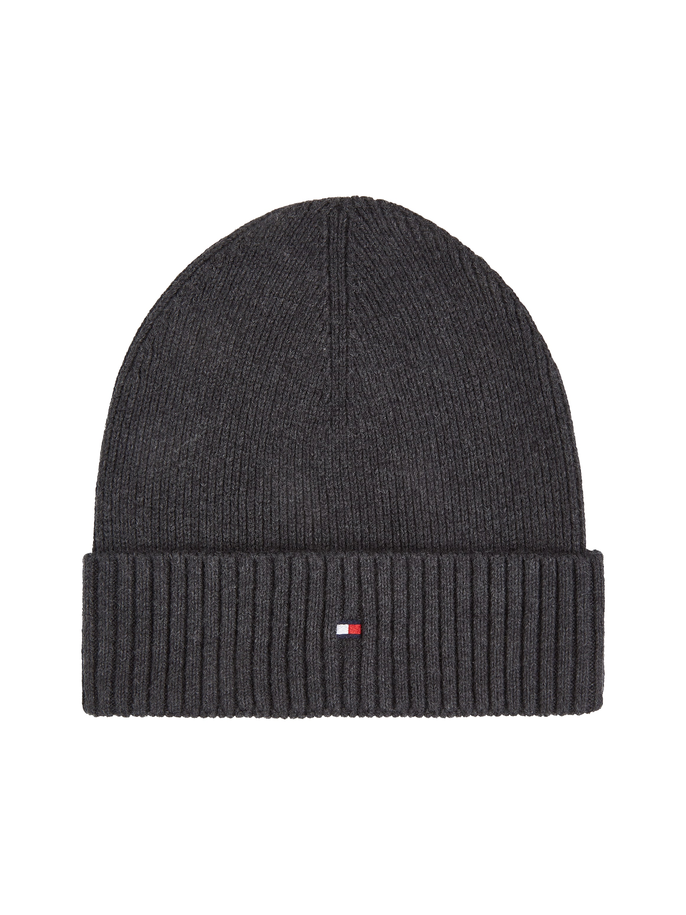Tommy Hilfiger Strickmütze »TH FLAG PIMA COTTON BEANIE« Beanie mit Logostickerei, mit Kaschmiranteil Unisex