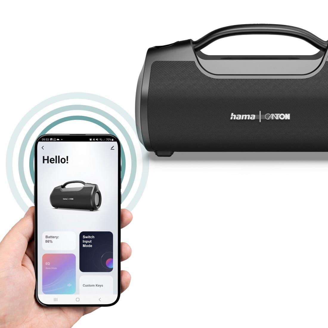 Hama Bluetooth-Lautsprecher »Bluetooth-Lautsprecher 60W (App, Party Box wasserfest IPX6, PowerPack)« (A2DP Bluetooth App-Steuerung | Kabellos | Powerbank ) Outdoor, tragbar, App-Steuerung, kabellos, Ladefunktion