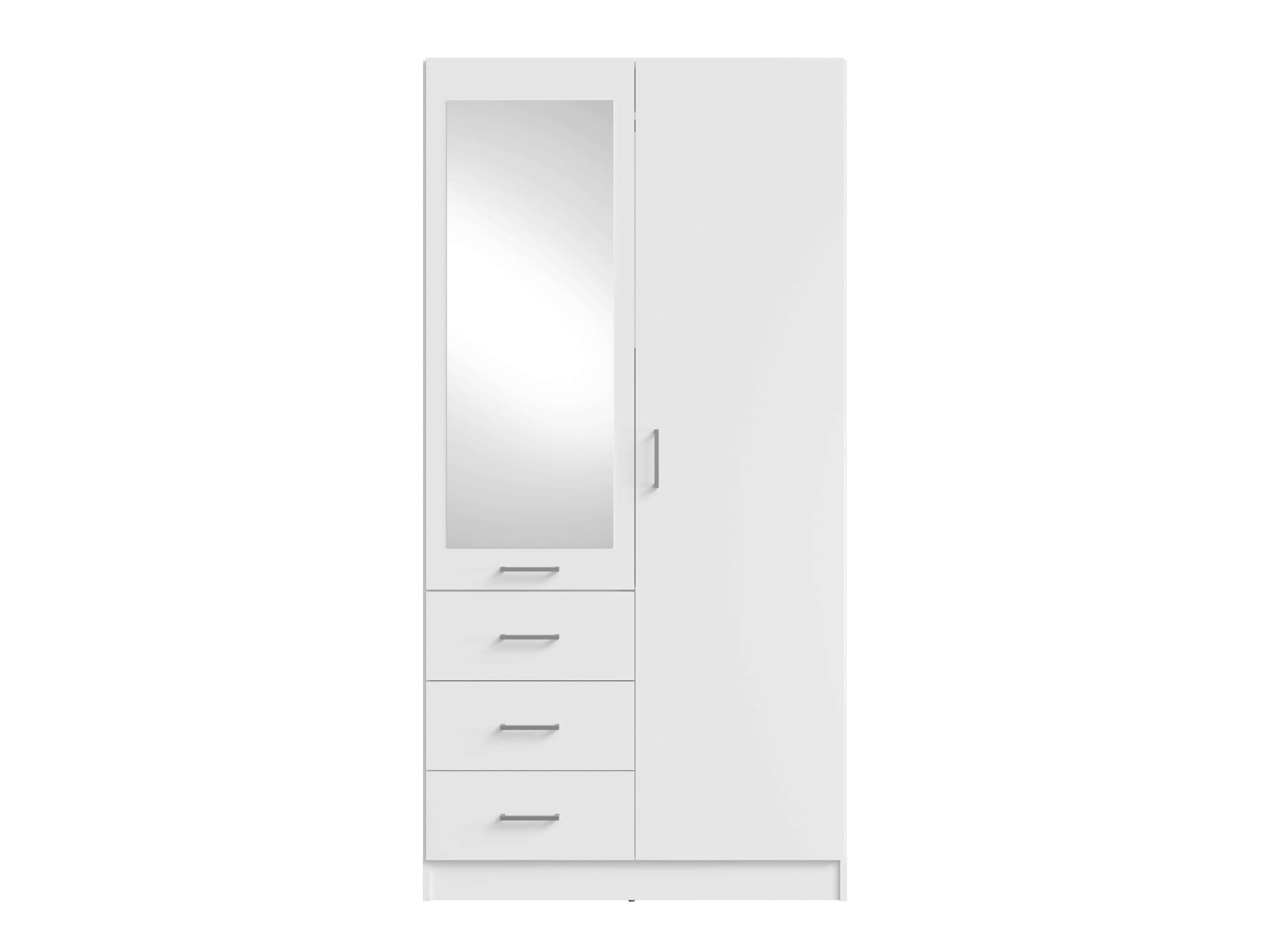 Home affaire Kleiderschrank »KOS Garderobe mit 3 Schubladen, Kleiderstange und Spiegel«, Wäscheschrank mit 2 Drehtüren, silber Griffen, Maße B/H/T 101/200/58cm