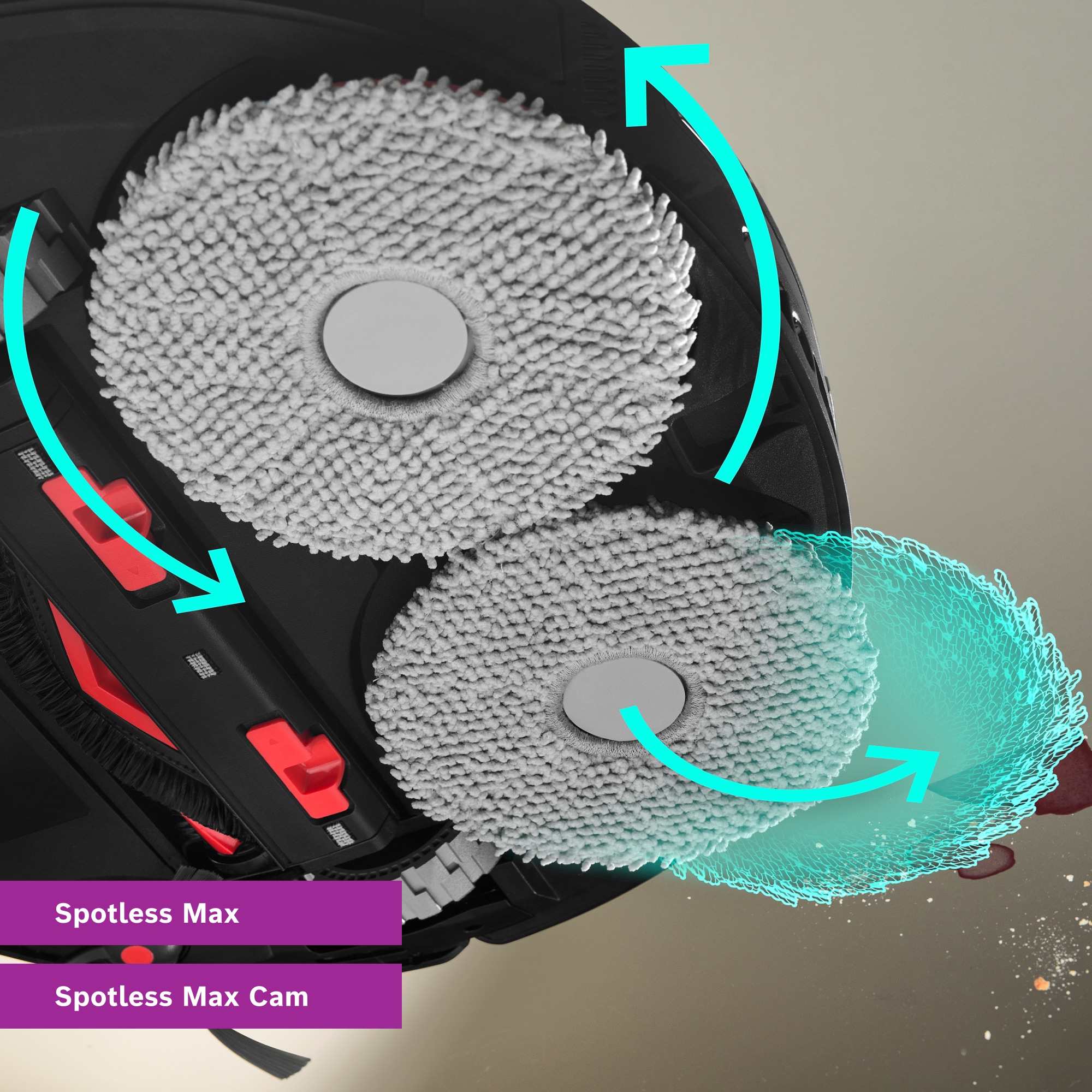 BOSCH Wischbezug »BHZRMP3, rotierende Wischpads für Spotless Max und Max Cam Saugroboter« (Mikrofaser besonders effektive Nassreinigung auf Hartböden, Set mit 2 x 2 Stück