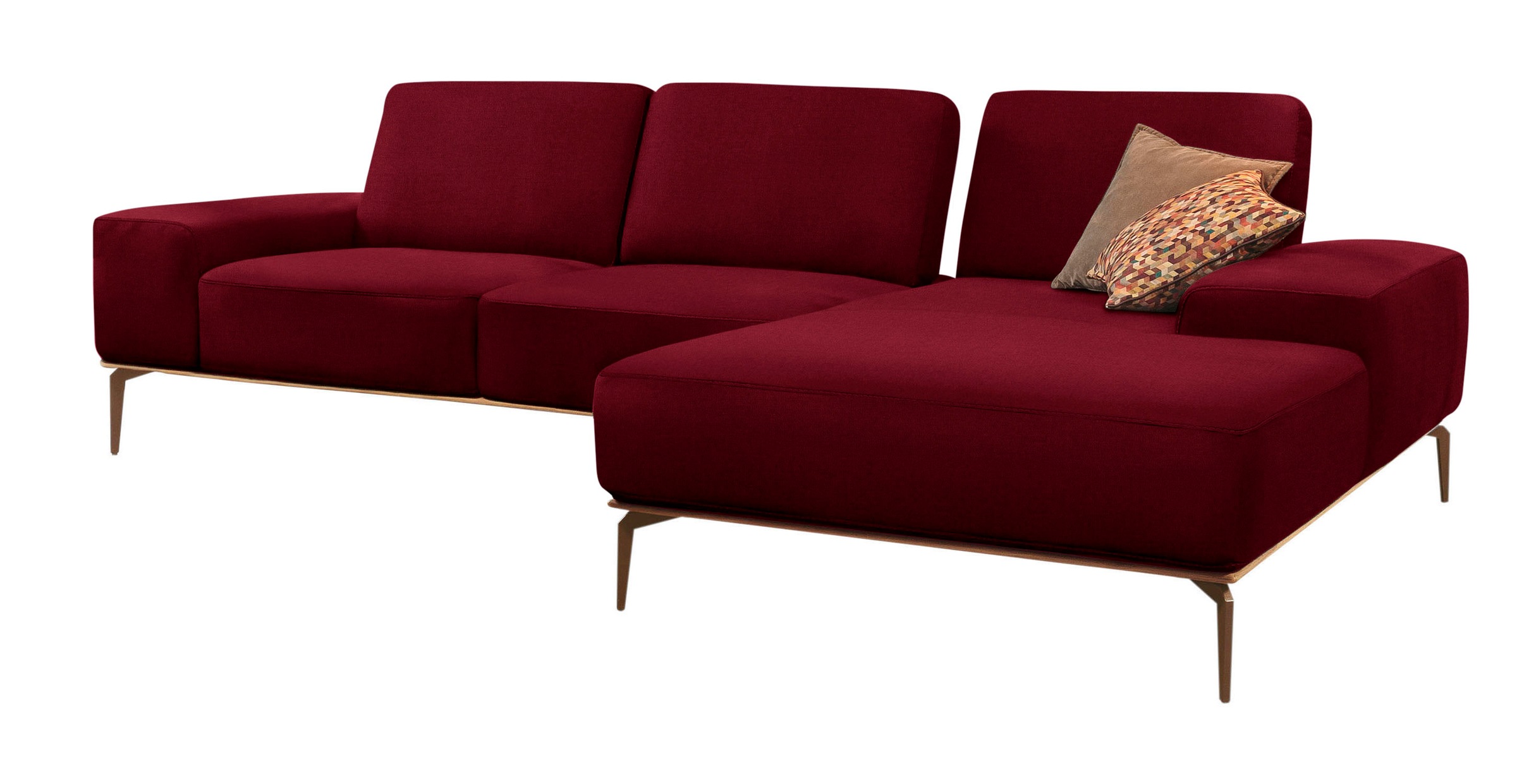 W.SCHILLIG Ecksofa »run, Designsofa mit tollem Sitzkomfort, bequem, L-Form«, mit Holzsockel, Füße in Bronze pulverbeschichtet, Breite 319 cm