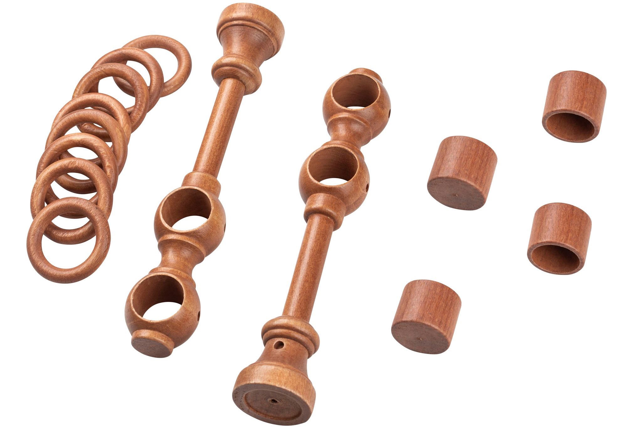 SN DECO GROUP Gardinenstange »Cafiro«, 2 läufig-läufig, Fixmaß, 28 mm, Holz, verschiedene Längen und Farben, Komplettset
