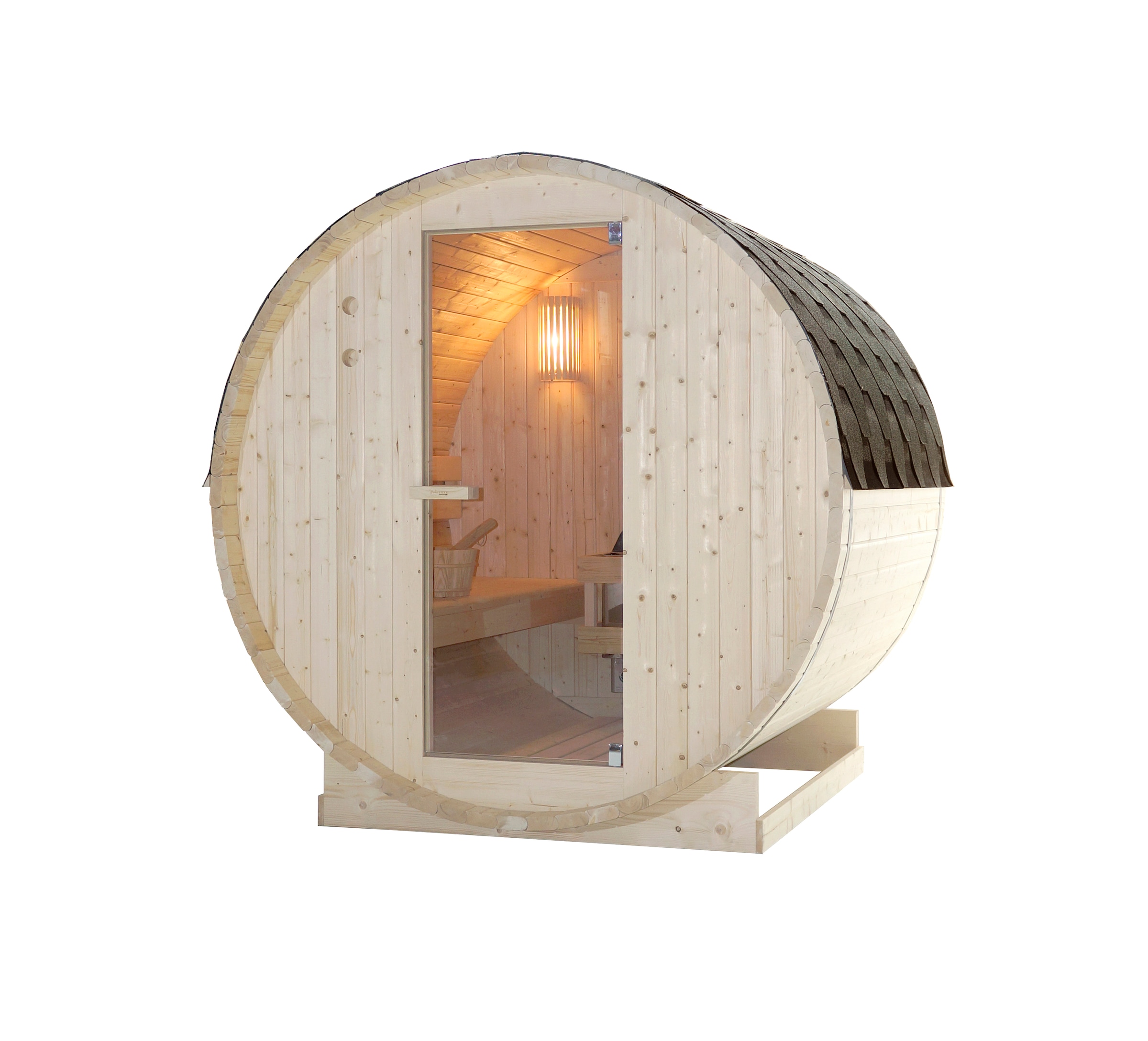 Sanotechnik Fasssauna »»TROMSÖ L«« geeignet für 4 Personen, Fichetnholz