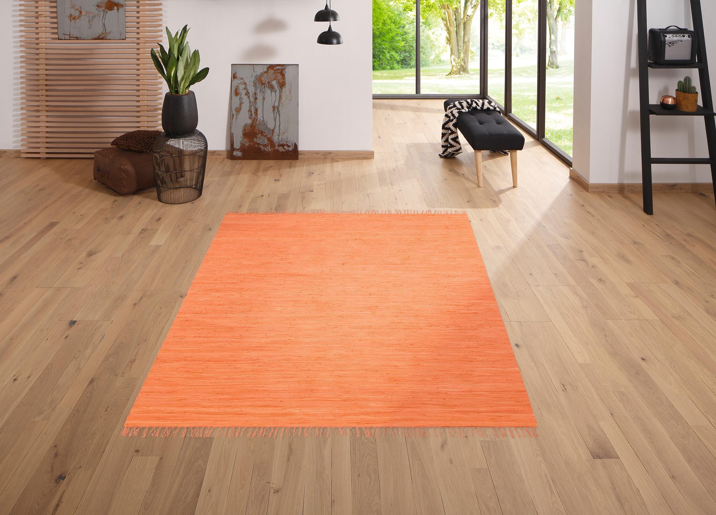 my home Teppich »Paul«, rechteckig, 5 mm Höhe, Wendeteppich, Uni, handgeweb günstig online kaufen