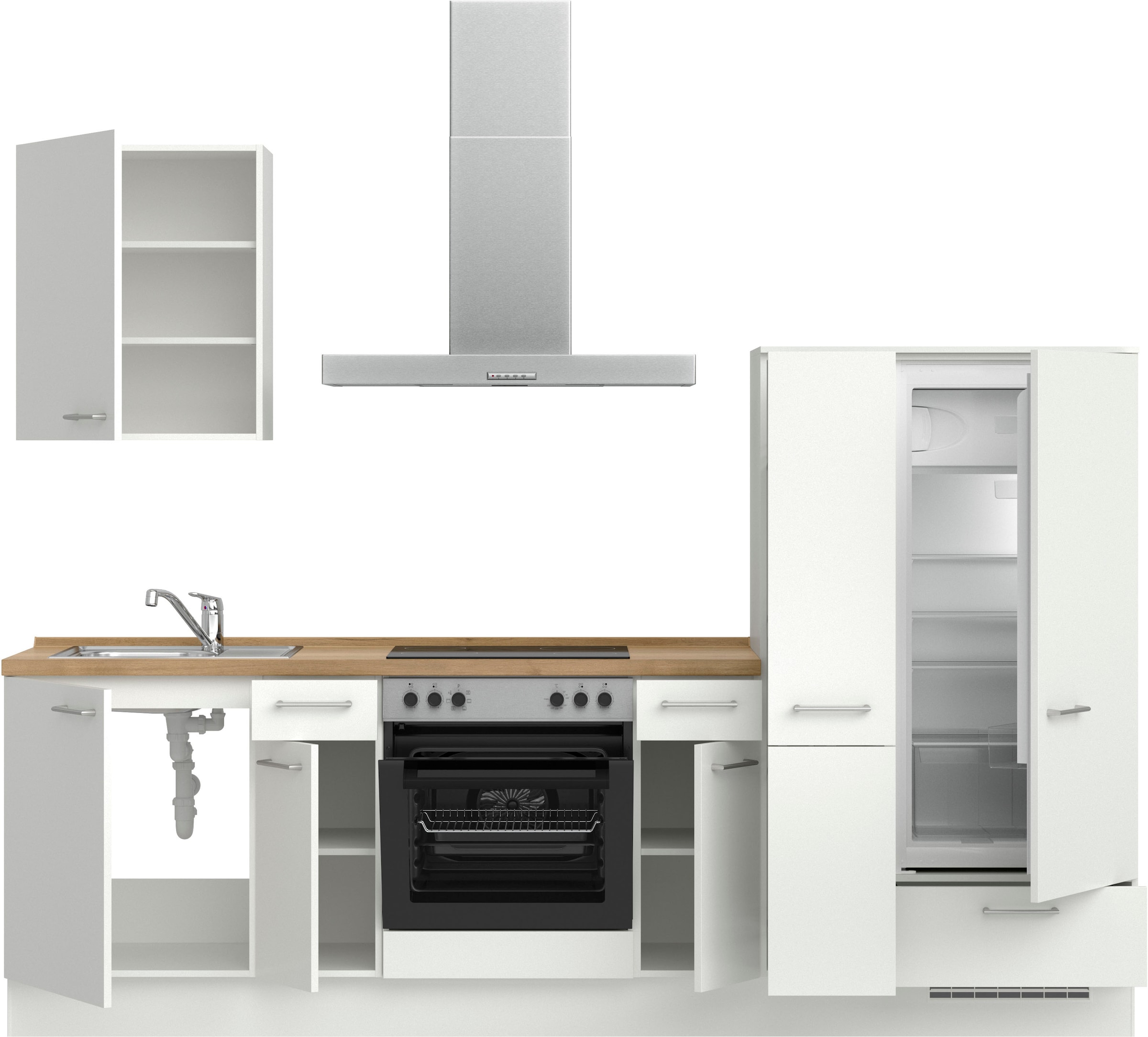 nobilia® Küchenzeile »"Laser I", Ausrichtung wählbar, Breite 270 cm«, vormontiert, wahlw. mit unterschiedlichen E-Geräten-Sets