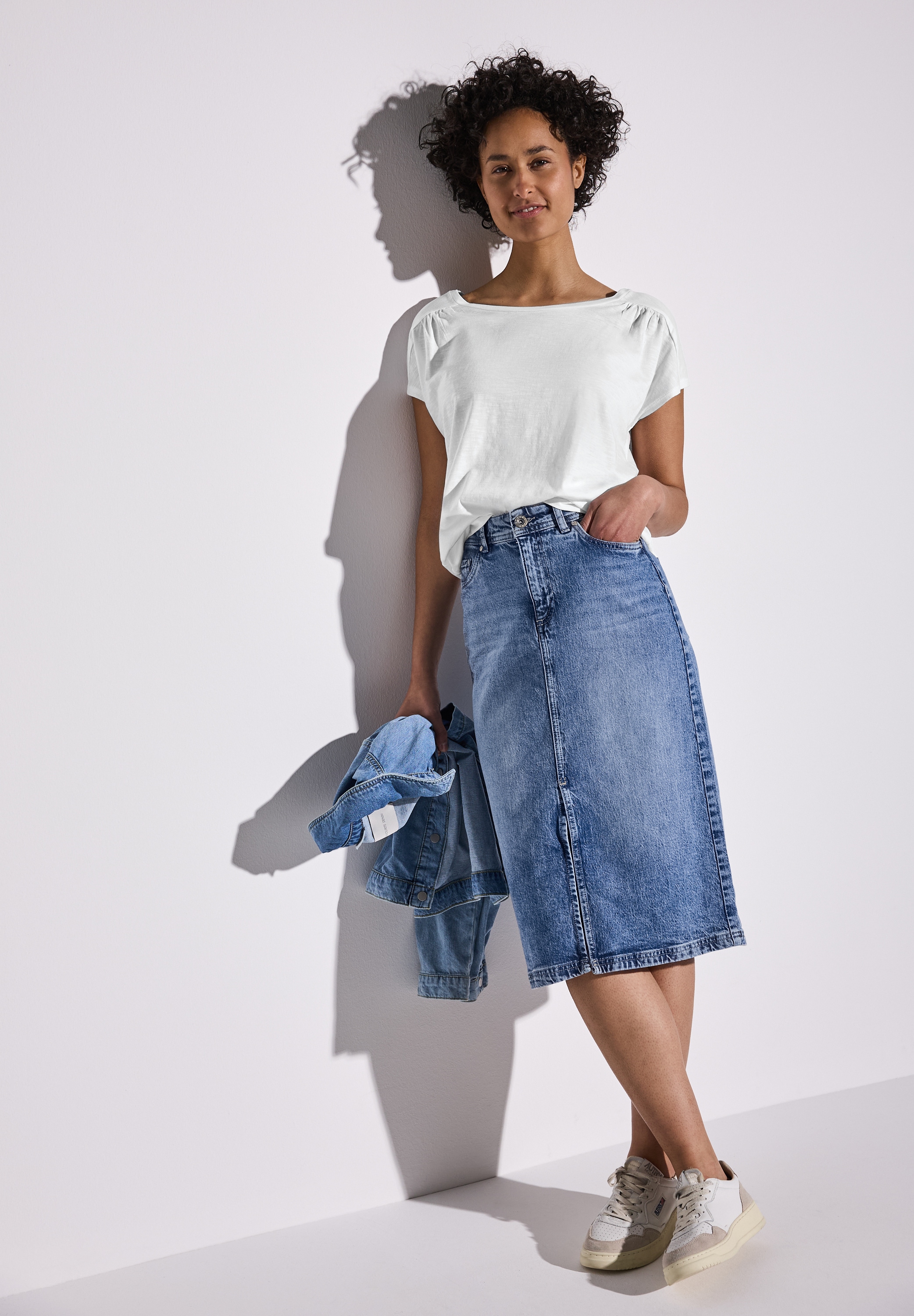 STREET ONE Shirttop, mit Raffung an der Schulter