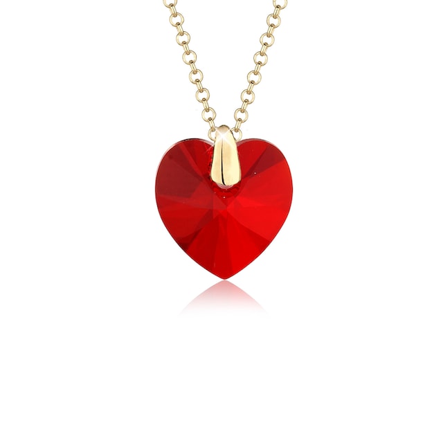 Elli Collierkettchen »rotes Herz Kristall 925 Silber vergoldet« im  Online-Shop kaufen