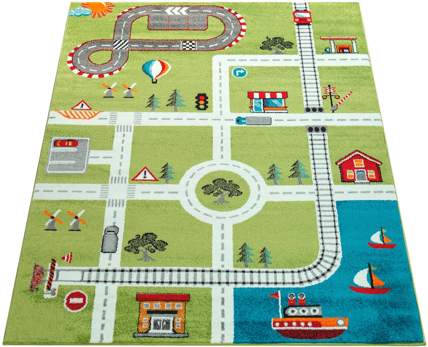 Paco Home Kinderteppich »ECE Straße 994«, rechteckig, 14 mm Höhe, Kurzflor, Straßen-Spiel-Teppich, Kinderzimmer