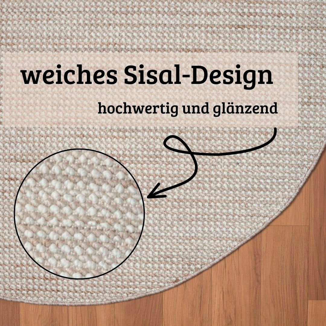 my home Teppich »Vals«, rund, 7 mm Höhe, Uni Farben, meliert, Sisal-Optik, auch in rechteckig erhältlich