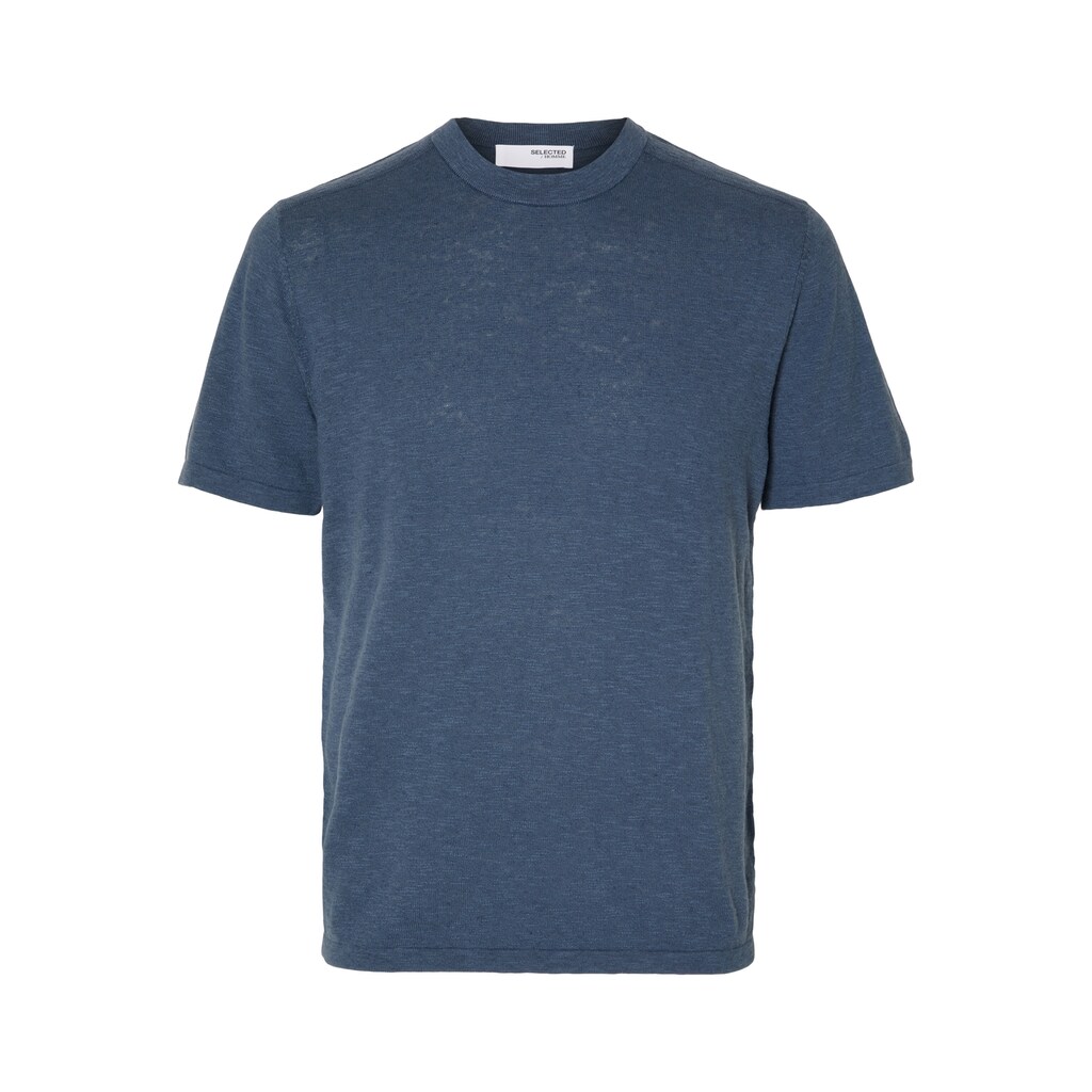 SELECTED HOMME Kurzarmshirt »SLHBERG LINEN SS KNIT TEE NOOS«