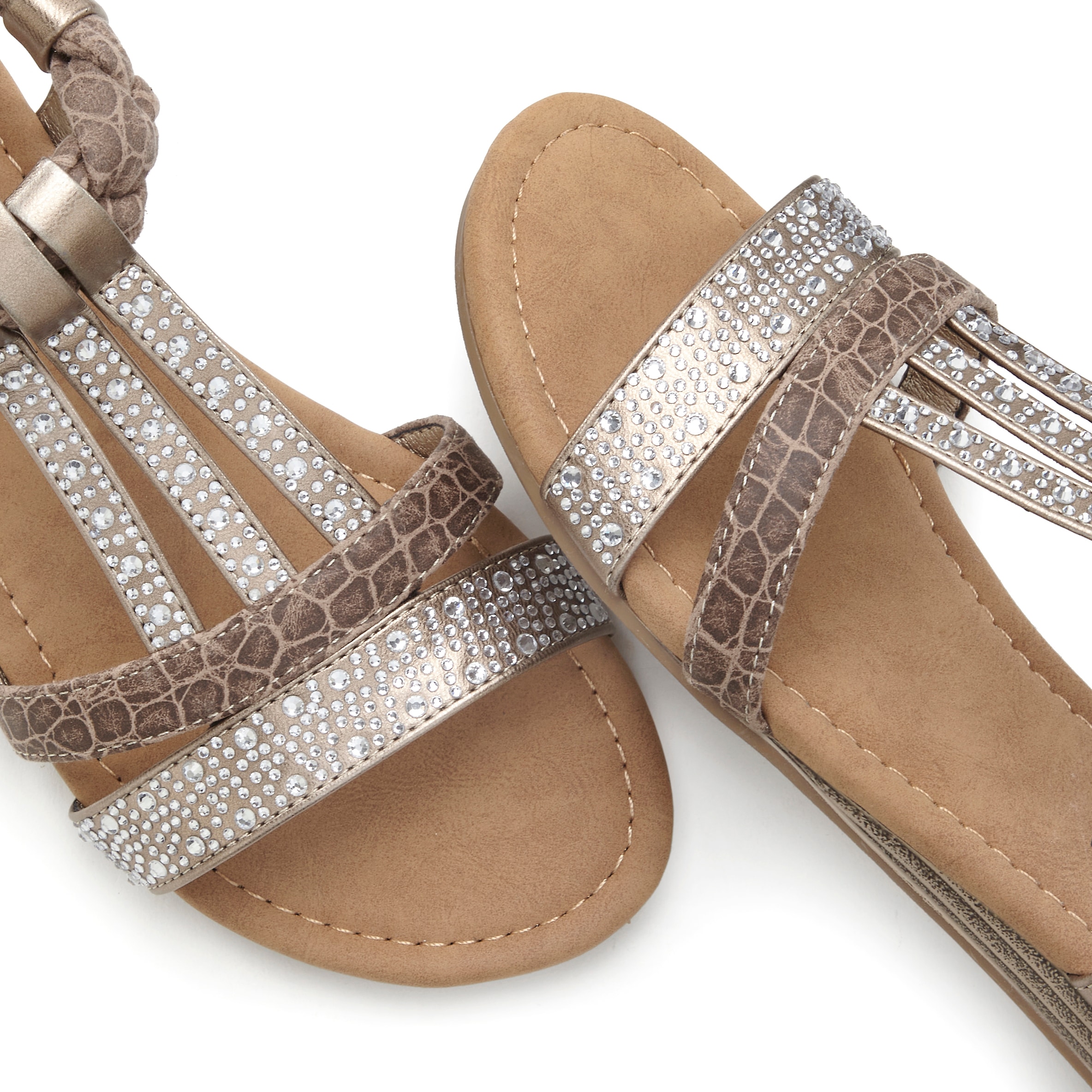 LASCANA Sandale »Sommerschuh, Sandalette«  mit Glitzersteinen und kleinem Keilabsatz im Festival-Look VEGAN