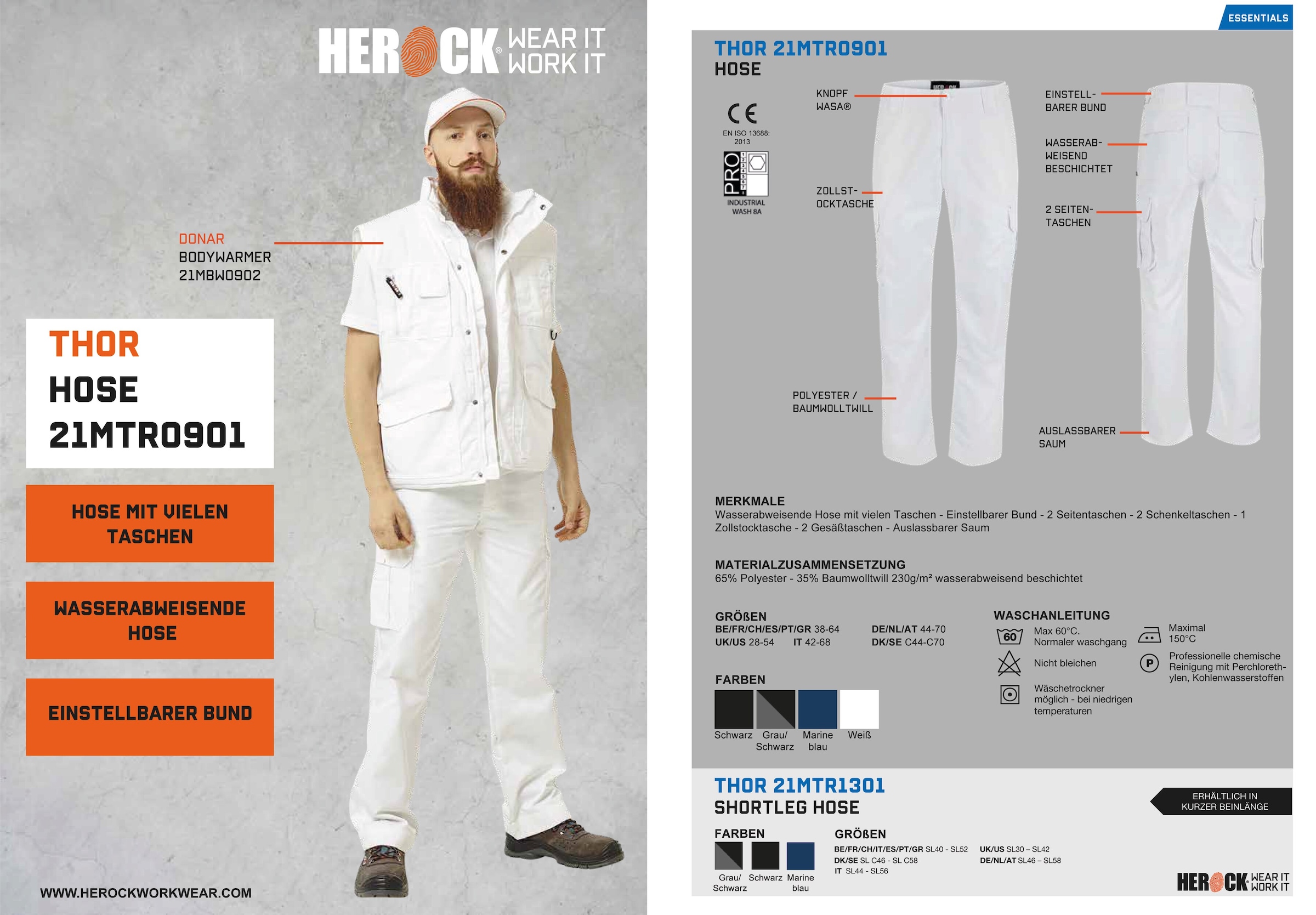 Herock Arbeitshose »Thor Hose«, Wasserabweisend, einstellbarer Farben bei 7 viele Bund, Taschen, online leicht
