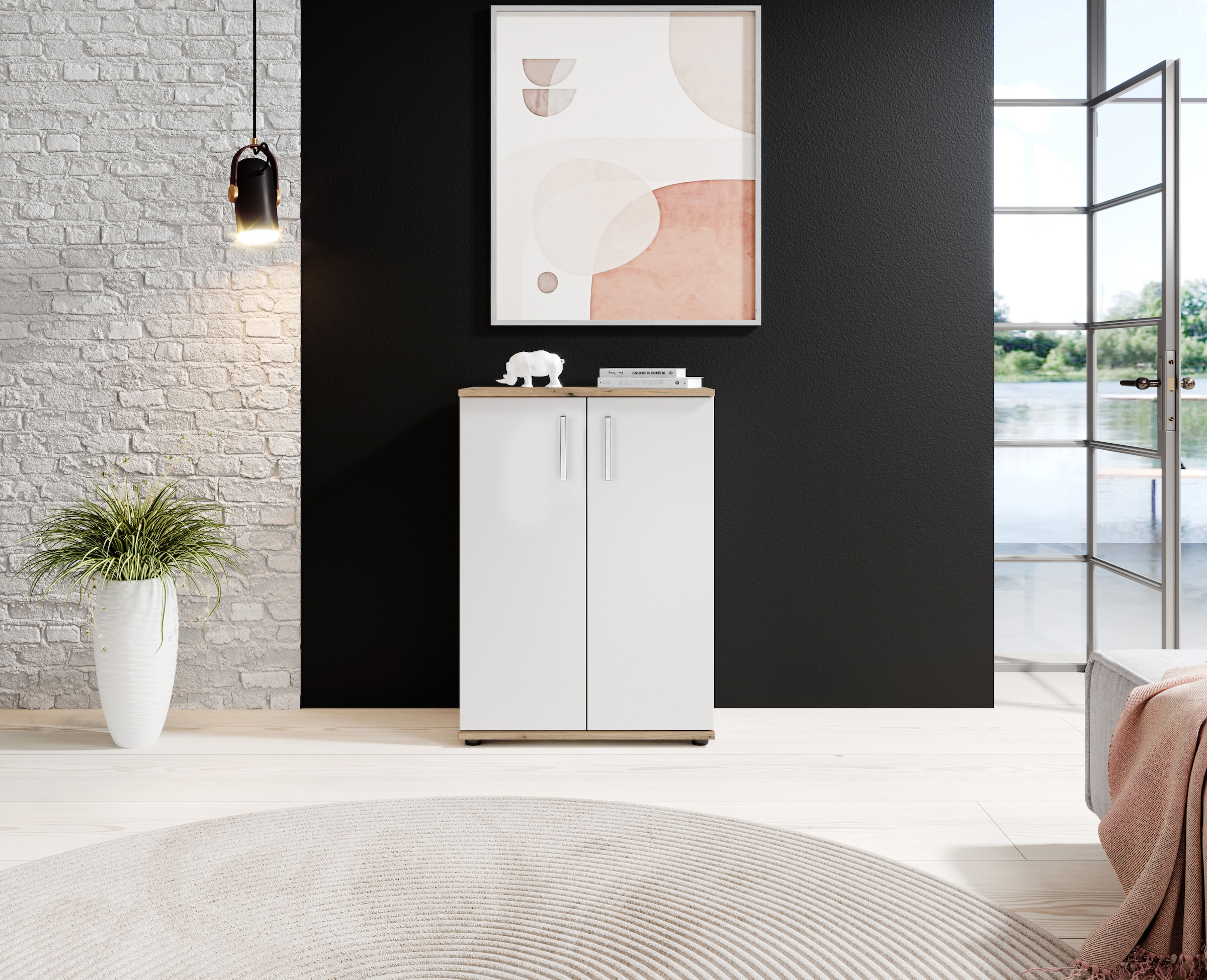 HBZ Kommode »BC-Drift-2, Mehrzweckschrank Stellmaß BxHxT 60x84x35 cm«, (1 St.), Schrank mit 2 Türen und 1 Einlegeboden