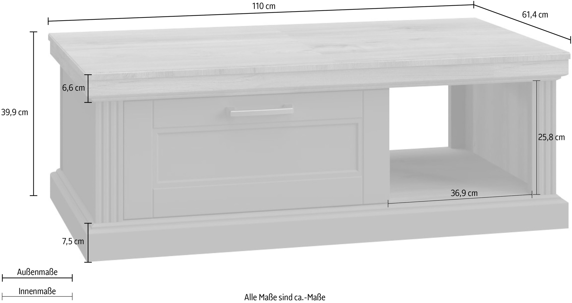 Home affaire Couchtisch »Tara«, mit Soft-Close-Funktion, mit Rollen und Stauraum